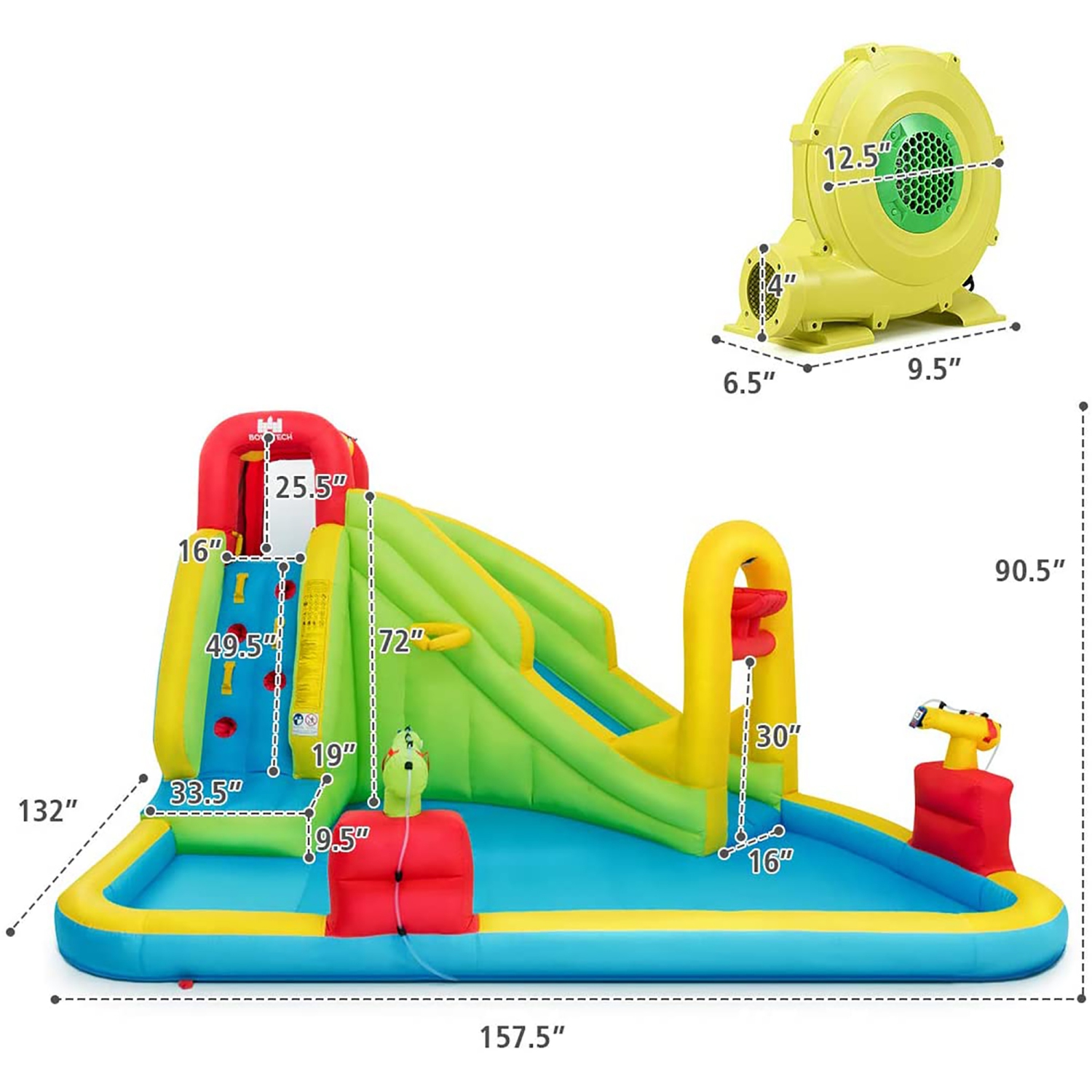 Costway Inflatable Water Slide Kids Bounce House w/480w Blower