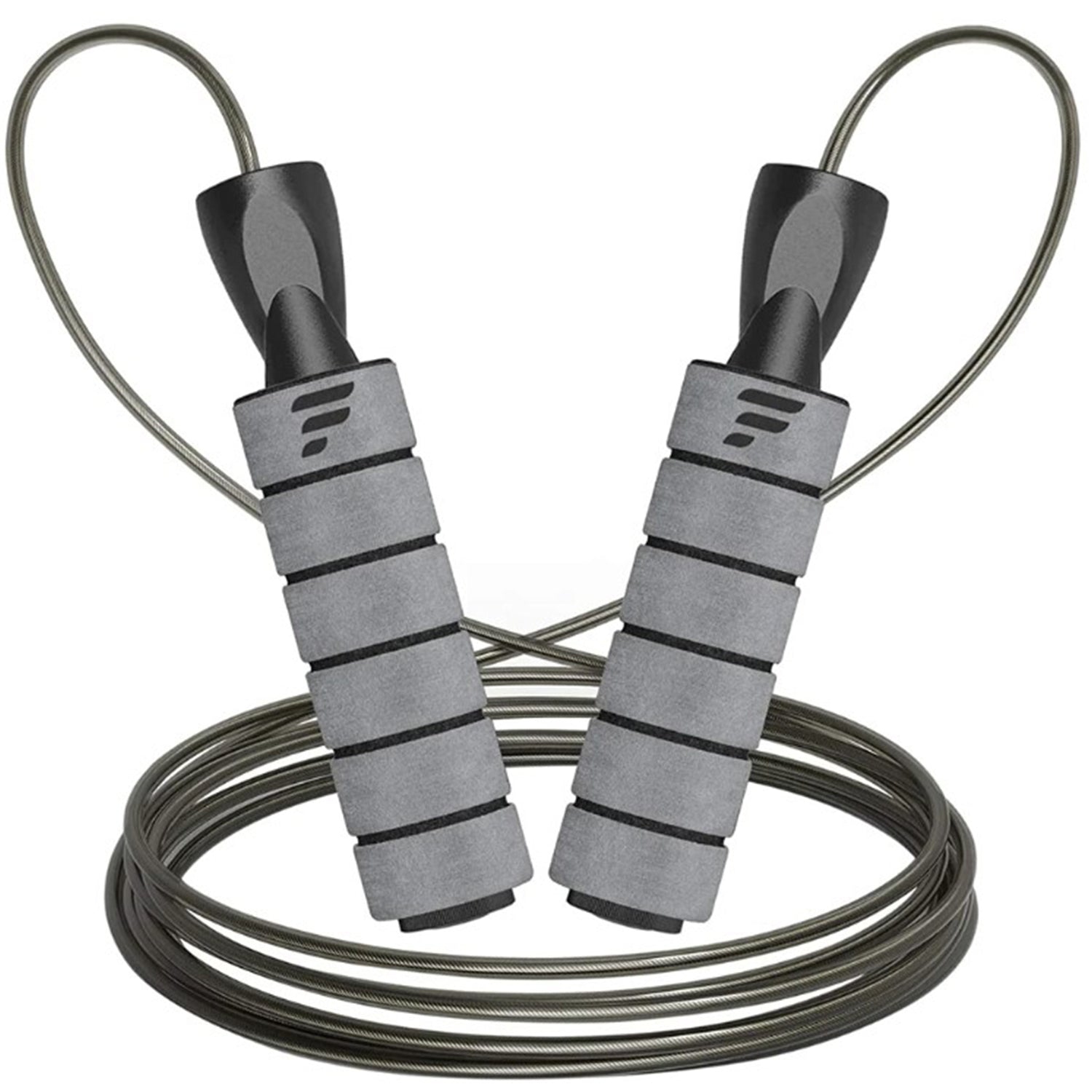 Letsfit JR01 Adjustable Jump Rope with Foam Handles - Gray