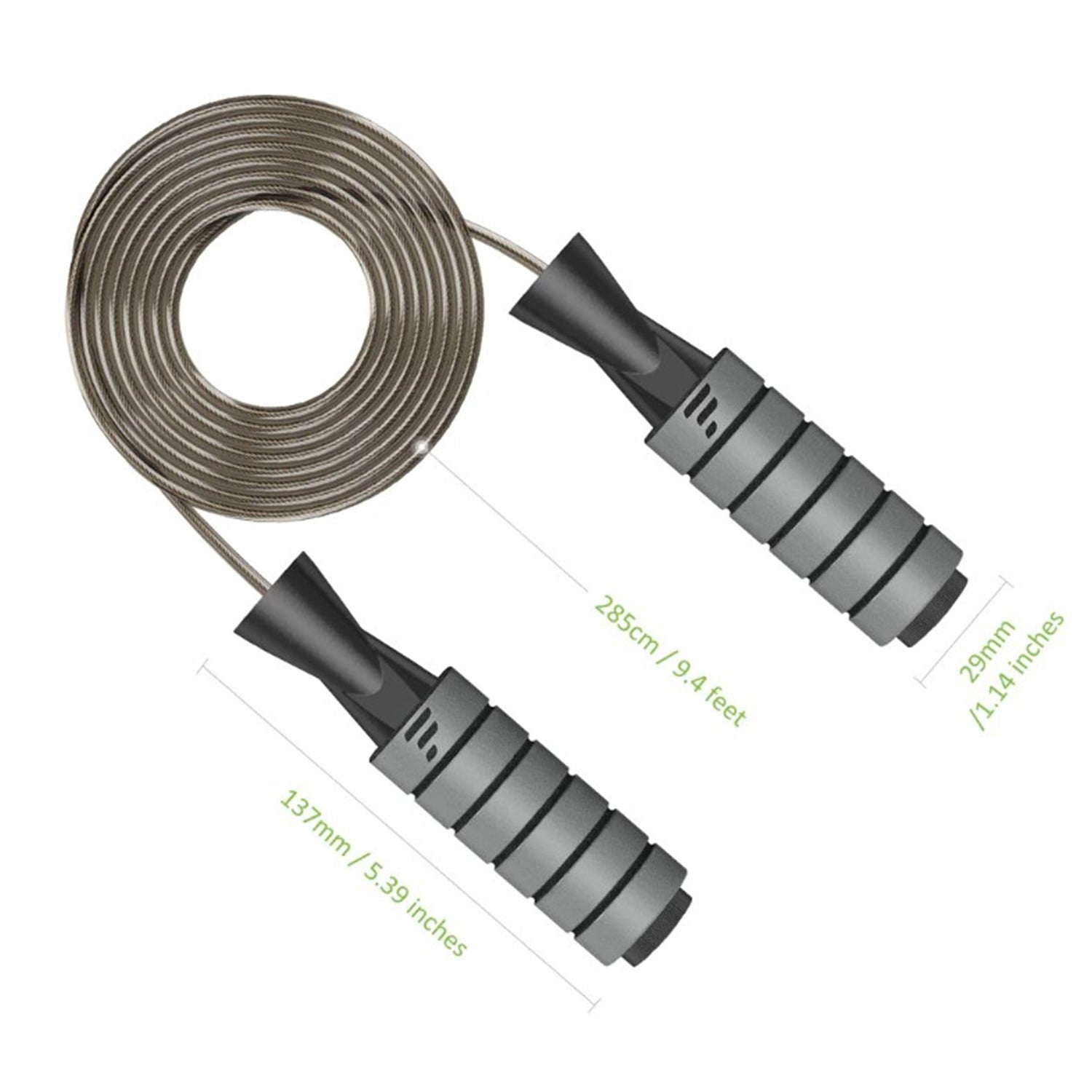 Letsfit JR01 Adjustable Jump Rope with Foam Handles - Gray