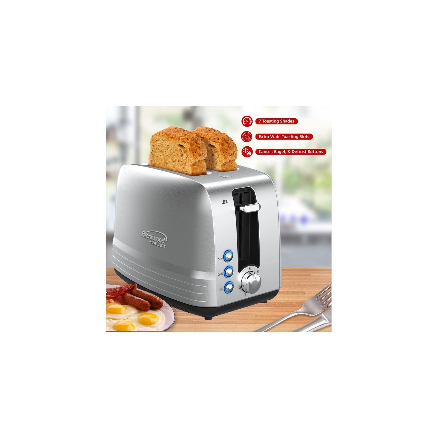 Brentwood Stainless Steel 2-Slice Toaster