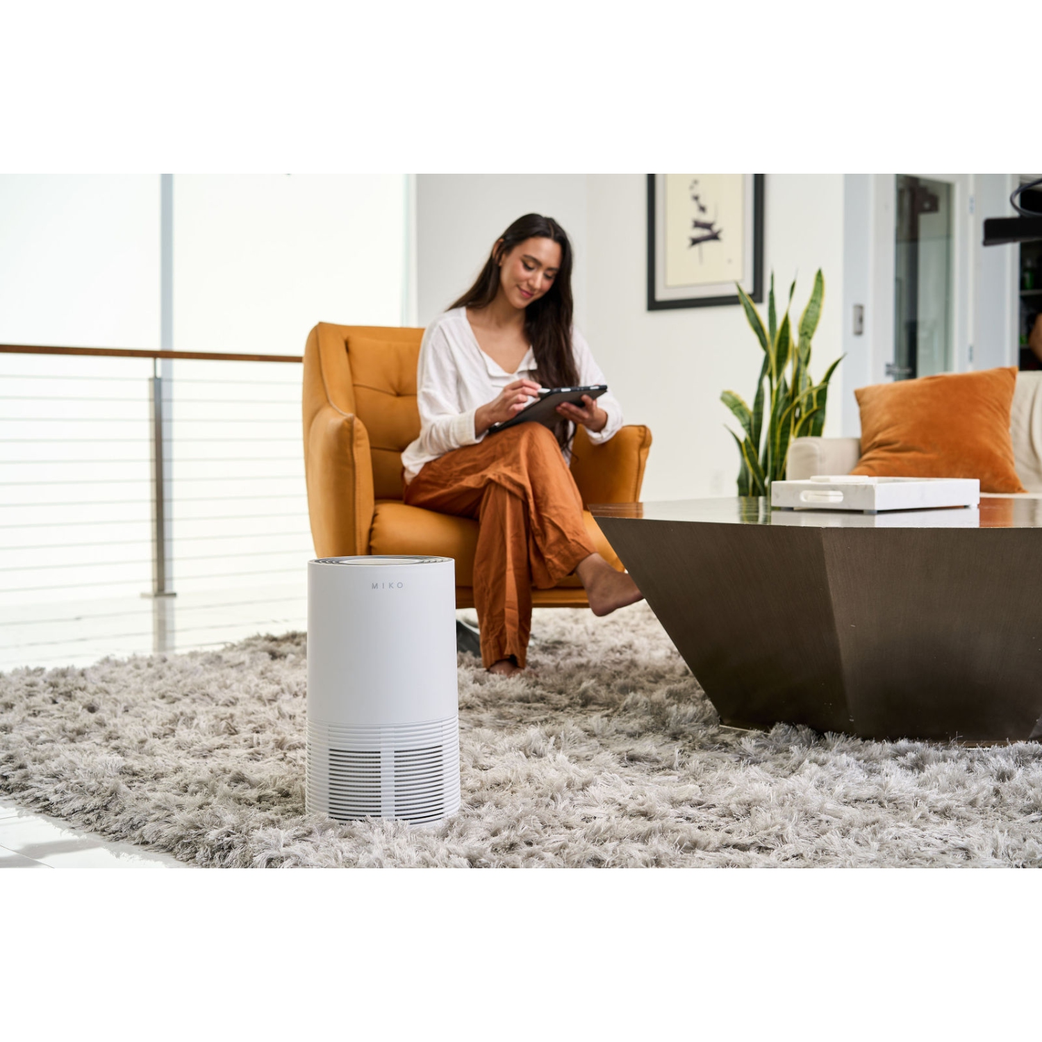 MIKO Air Purifier For Home 970Sqft Medical Grade H13 True HEPA Filter Air Cleaner For Asthma, Viruses, Smoke, and Allergies,25db Sleep Mode - White