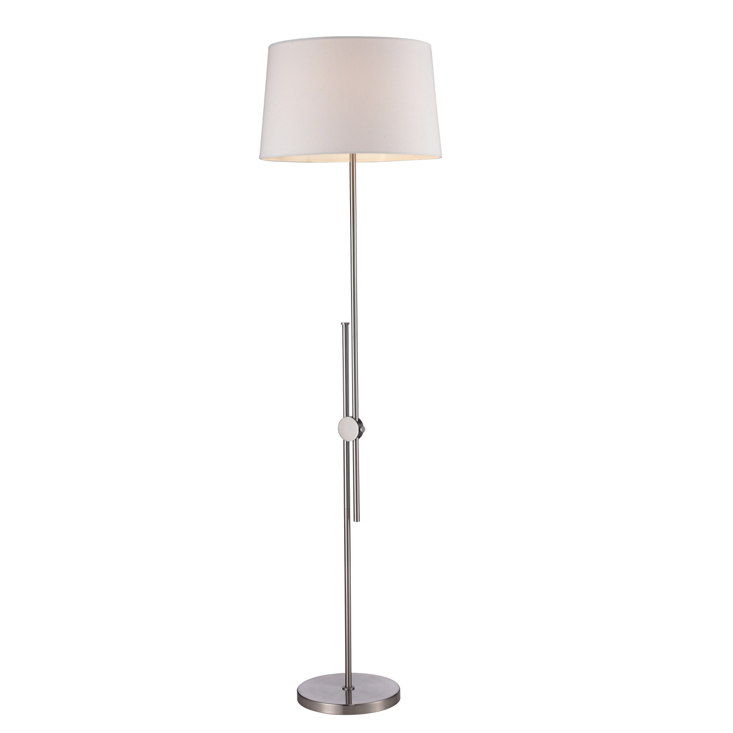 46-70"H (max) Adjustable Floor Lamp Plated Brusehd Steel Finish