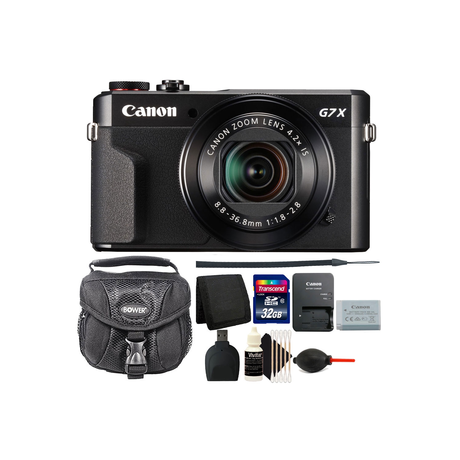 Canon PowerShot G7 X Mark II 20.1 MP Digital Camera (Black) + 32GB Memory Card + Wallet + Reader + Dust Blower + Case + 3pc Cleaning Kit