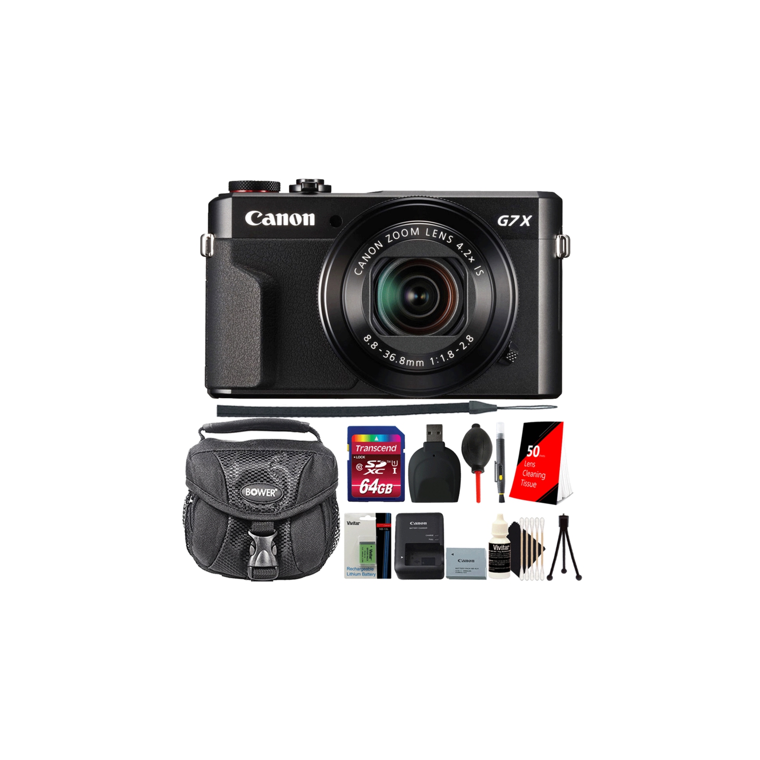 Canon PowerShot G7 X Mark II 20.1MP Digital Camera (Black) + 64GB Memory Card Kit