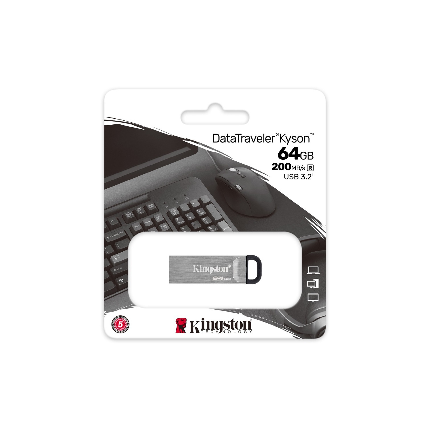 Kingston DataTraveler Kyson 64GB USB 3.2 Gen 1 Type A Flash Drive -