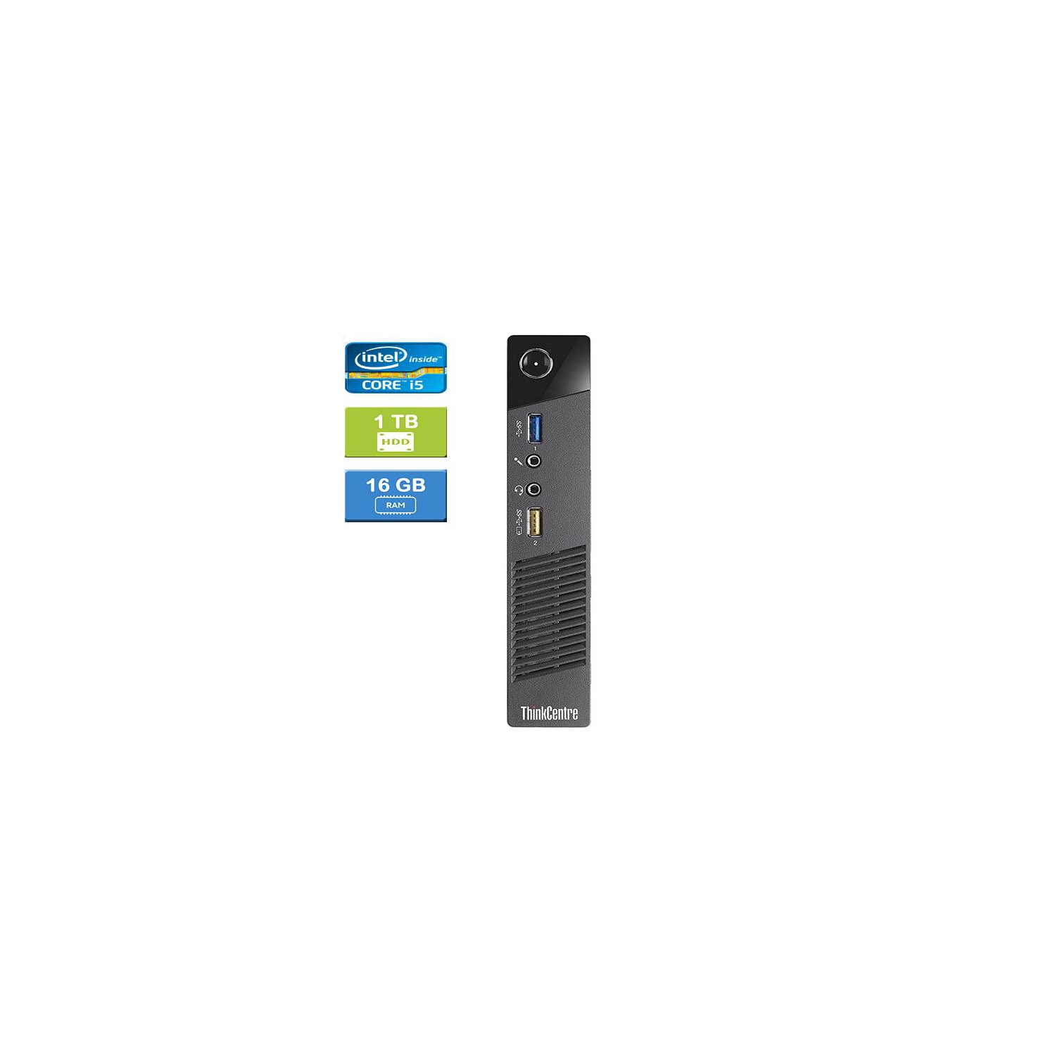 Refurbished - LENOVO M93 TINY Intel Core i5-4570T 2.90 GHz, 16GB, 1TB HDD, Win 10 Home