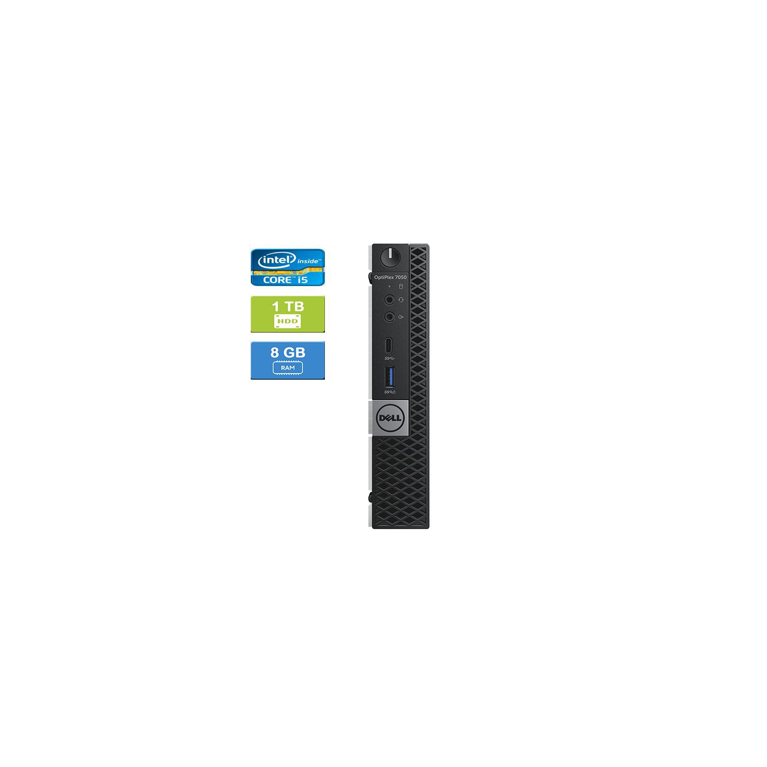 Refurbished - DELL 7050 MICRO Intel Core i5-7500T 2.70 GHz, 8GB, 1TB HDD, Win 10 Pro