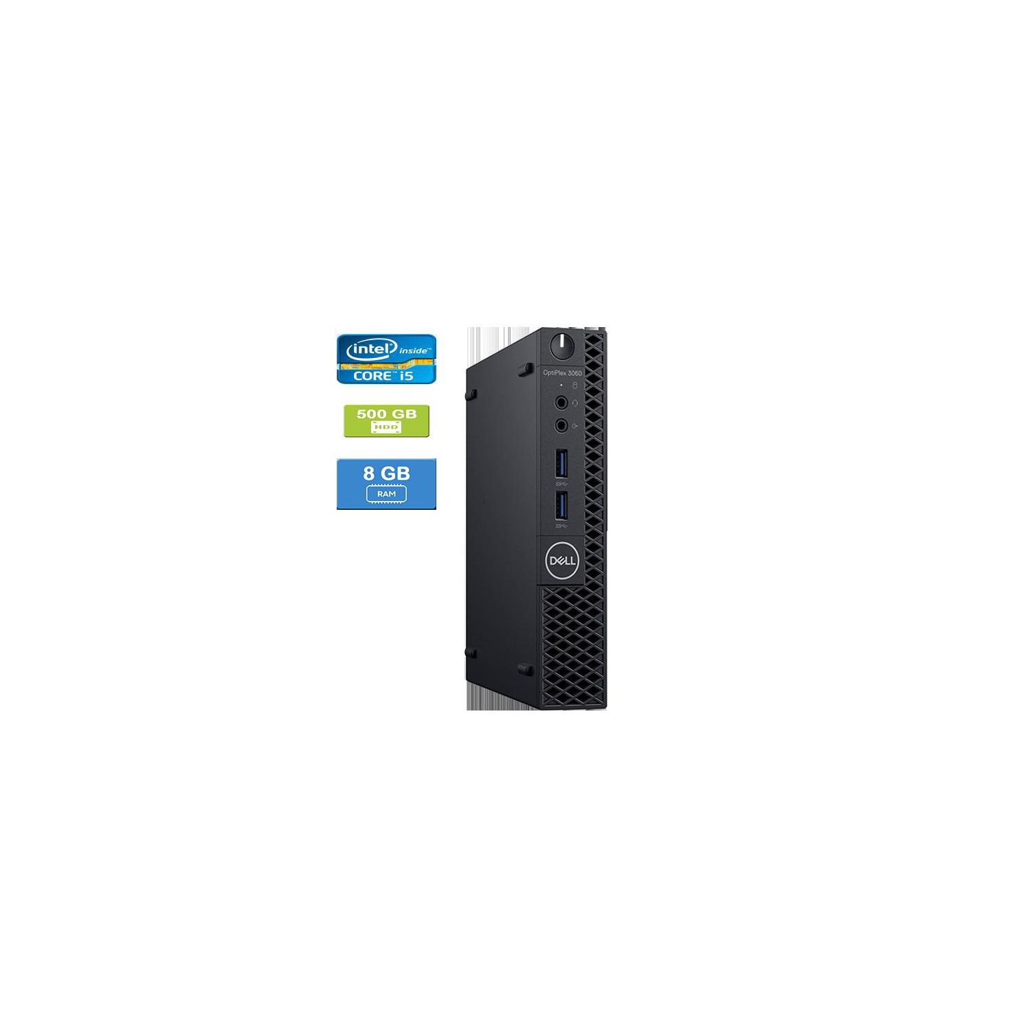 Refurbished - DELL 3060 MICRO Intel Core i5-8500T 2.10 GHz, 8GB, 500GB HDD, Win 10 Pro