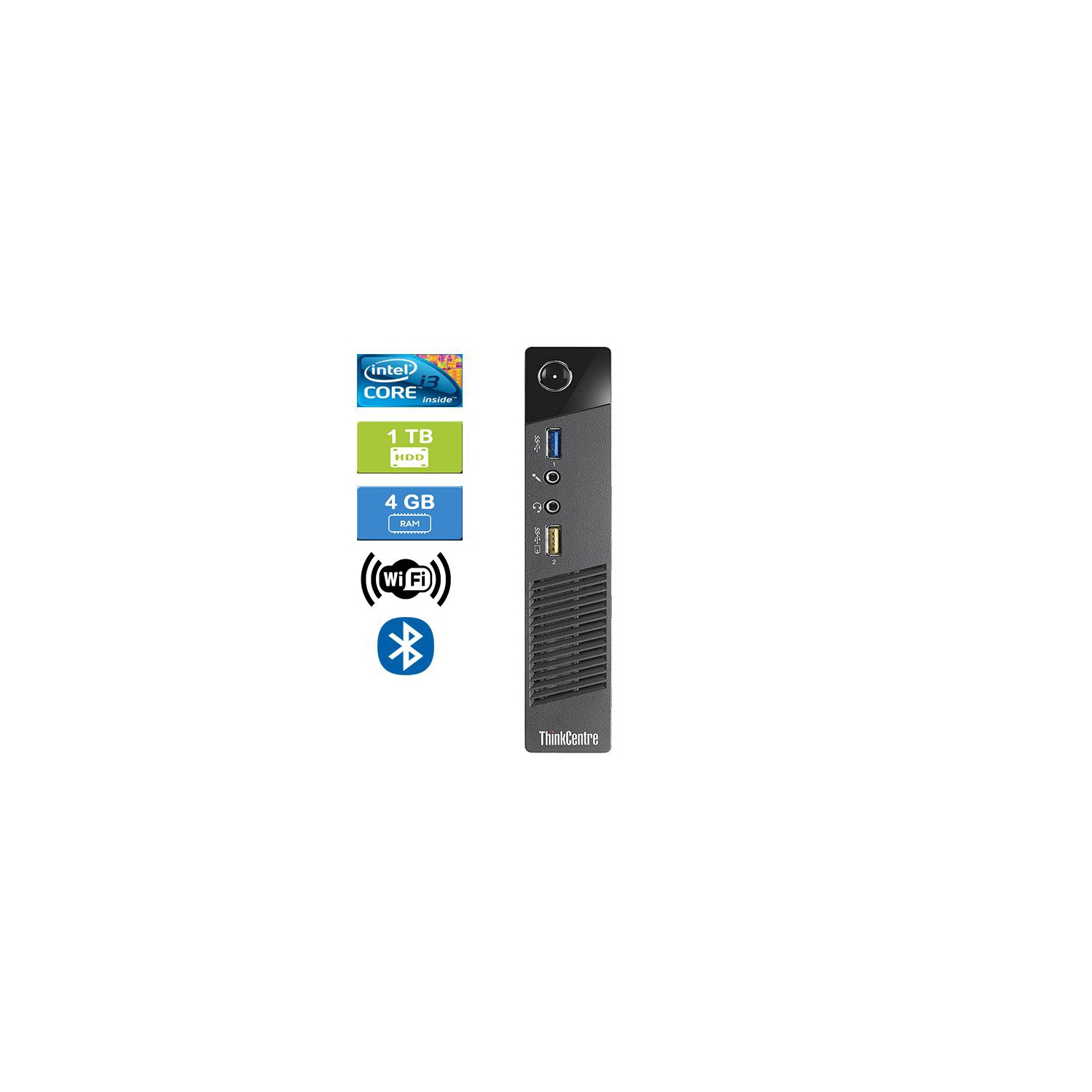 Refurbished - LENOVO M73 TINY Intel Core i3-4130T 2.00 GHz, 4GB, 1TB HDD, Win 10 Home