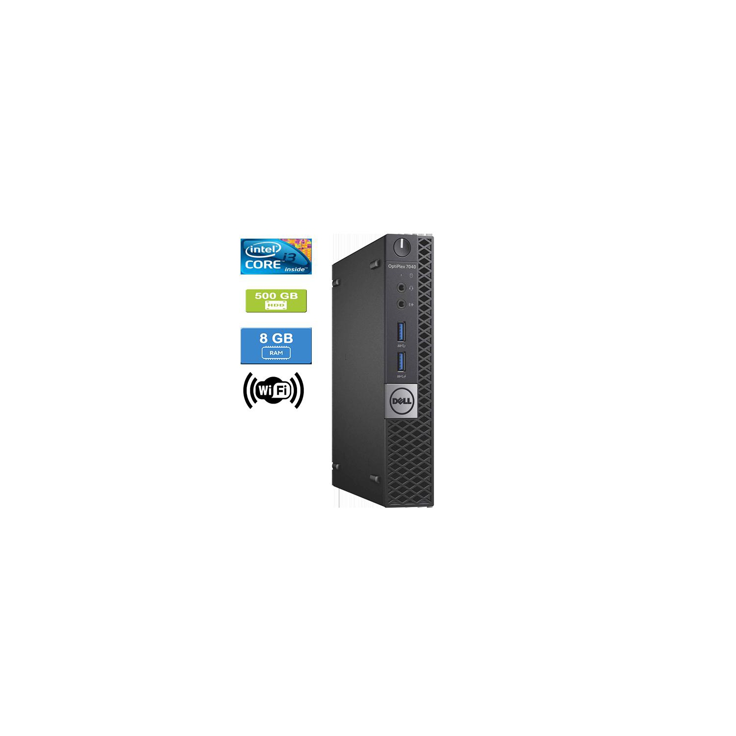 Remis à neuf: DELL 7040 MICRO Intel Core i3-6100T 3.20 GHz, 8GB, 500GB HDD, Win 10 Pro