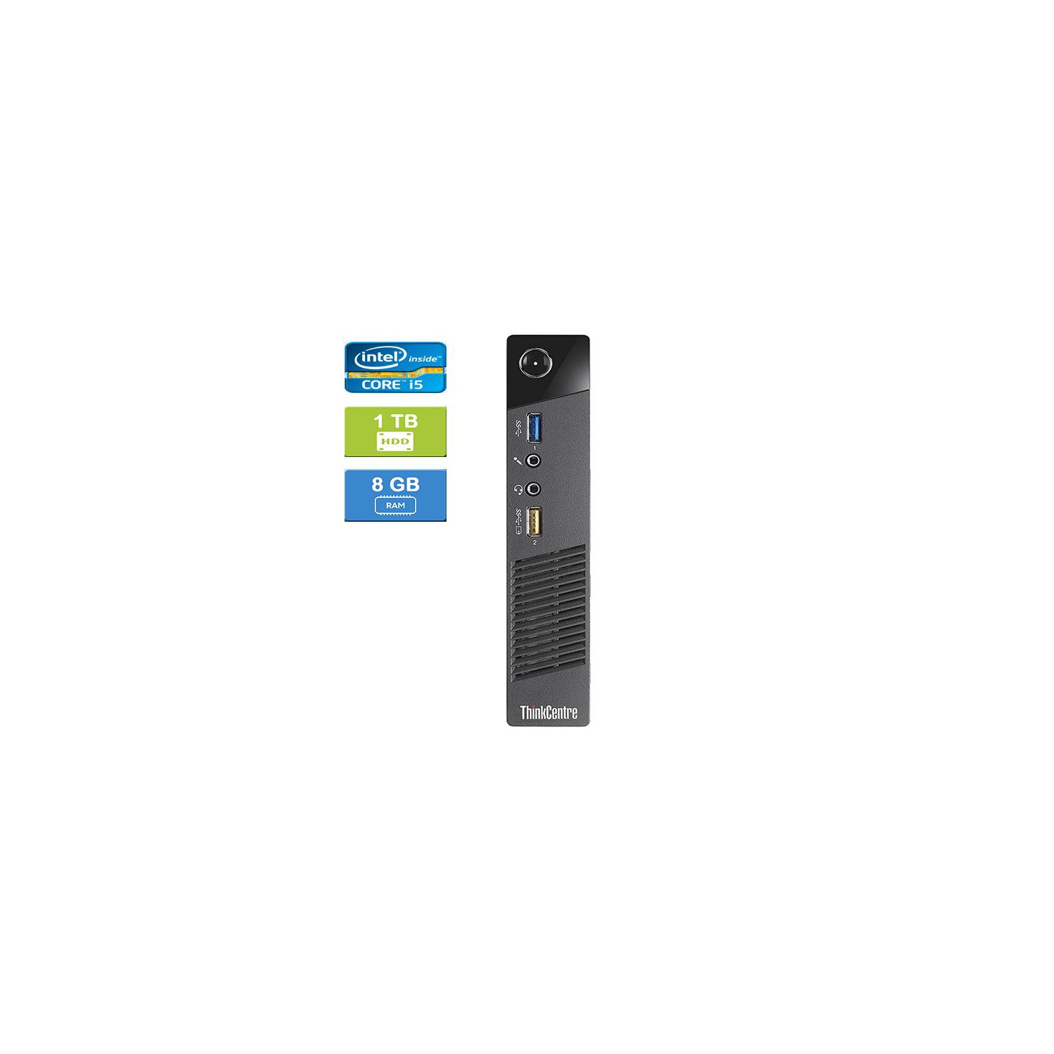 Refurbished - LENOVO M73 TINY Intel Core i5-4570T 2.90 GHz, 8GB, 1TB HDD, Win 10 Pro