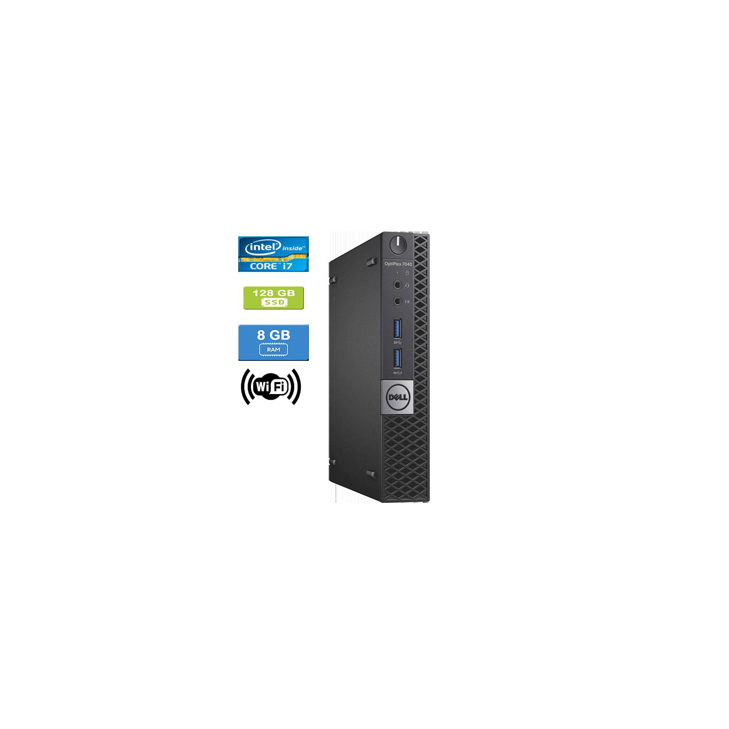 Refurbished - DELL 7040 MICRO Intel Core i7-6700 3.40 GHz, 8GB, 128GB SSD, Win 10 Home