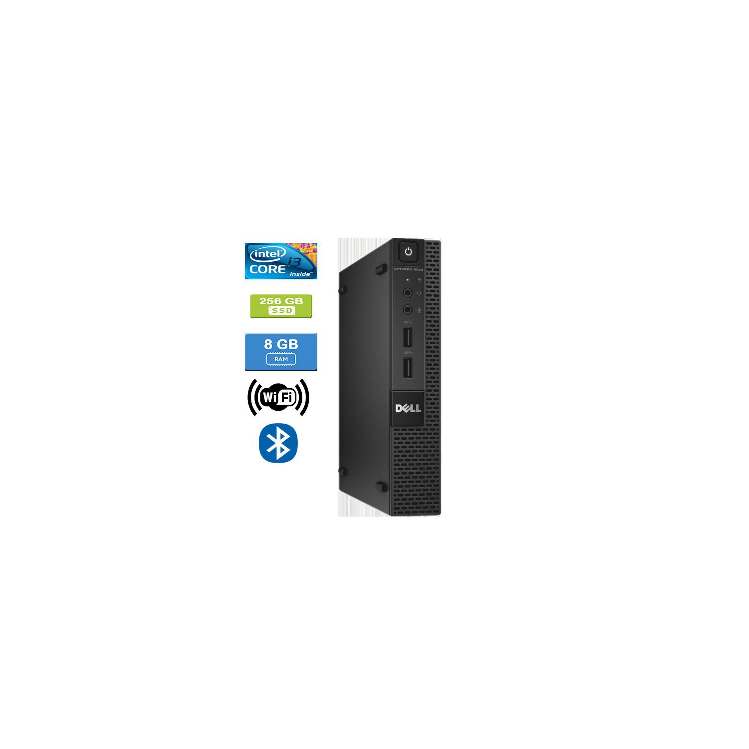 Refurbished - DELL 9020 MICRO Intel Core i3-4160T 3.10 GHz, 8GB, 256GB SSD, Win 10 Pro