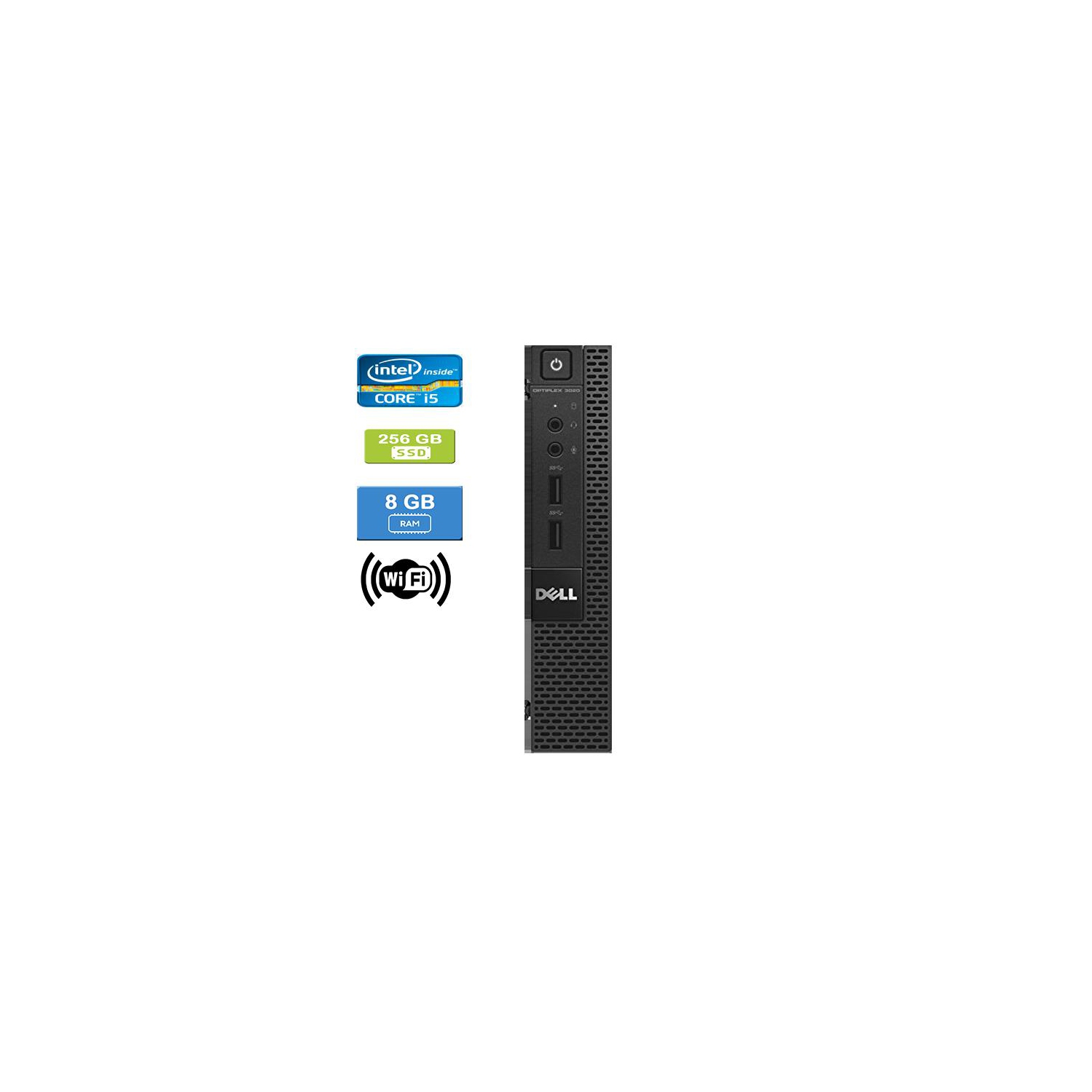 Remis à neuf: DELL 3020 MICRO Intel Core i5-4590T 2.00 GHz, 8GB, 256GB SSD, Win 10 Pro