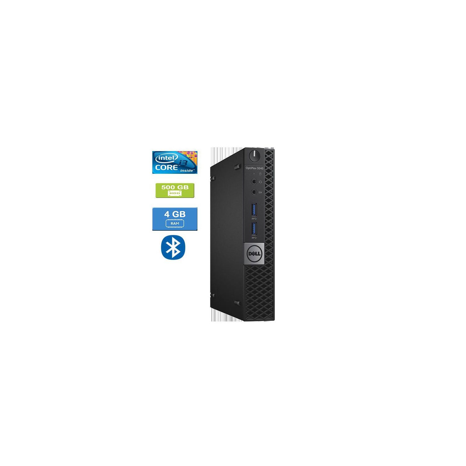 Remis à neuf: DELL 3040 MICRO Intel Core i3-6100T 3.20 GHz, 4GB, 500GB HDD, Win 10 Pro