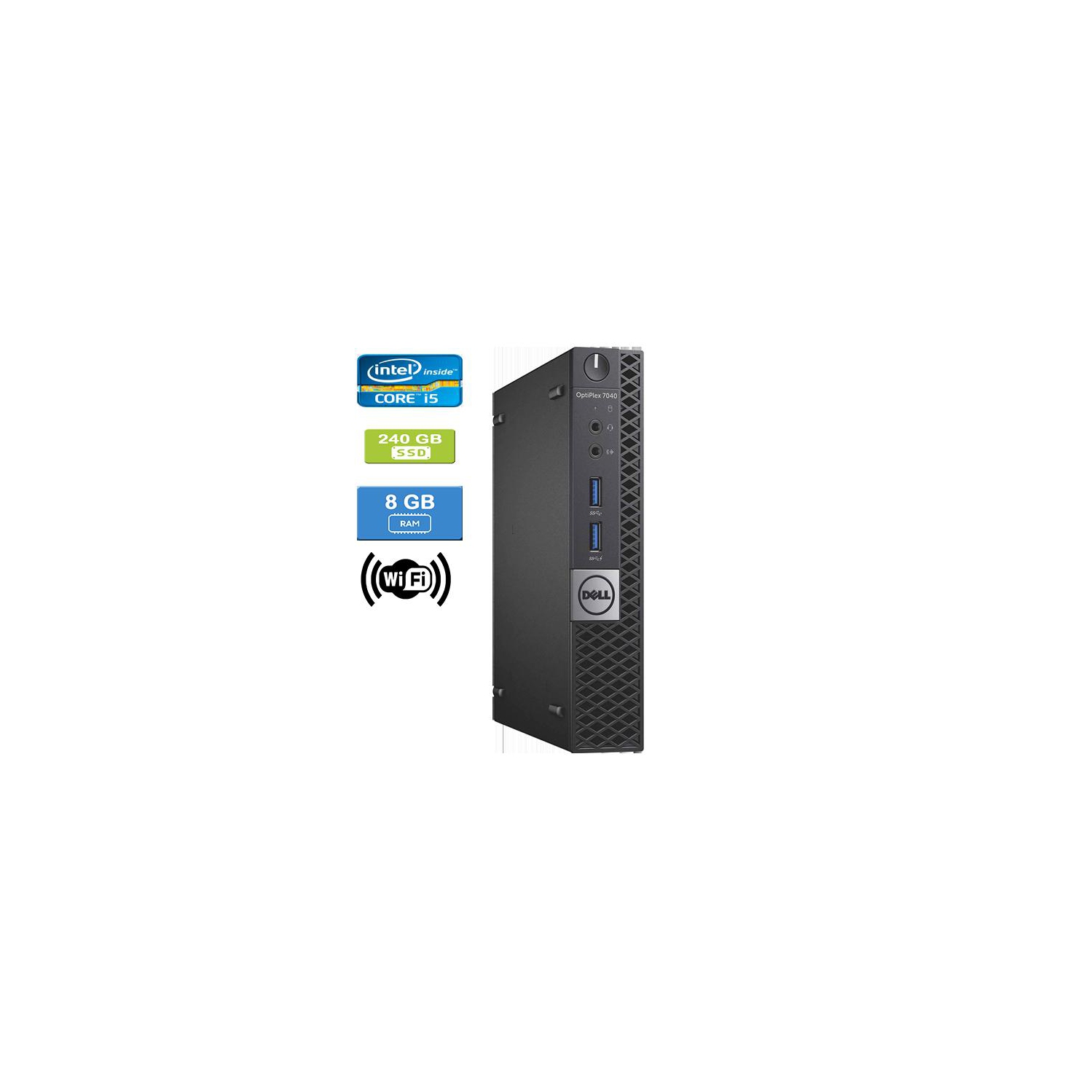 Refurbished - DELL 7040 MICRO Intel Core i5-6500 2.50 GHz, 8GB, 240GB SSD, Win 10 Pro