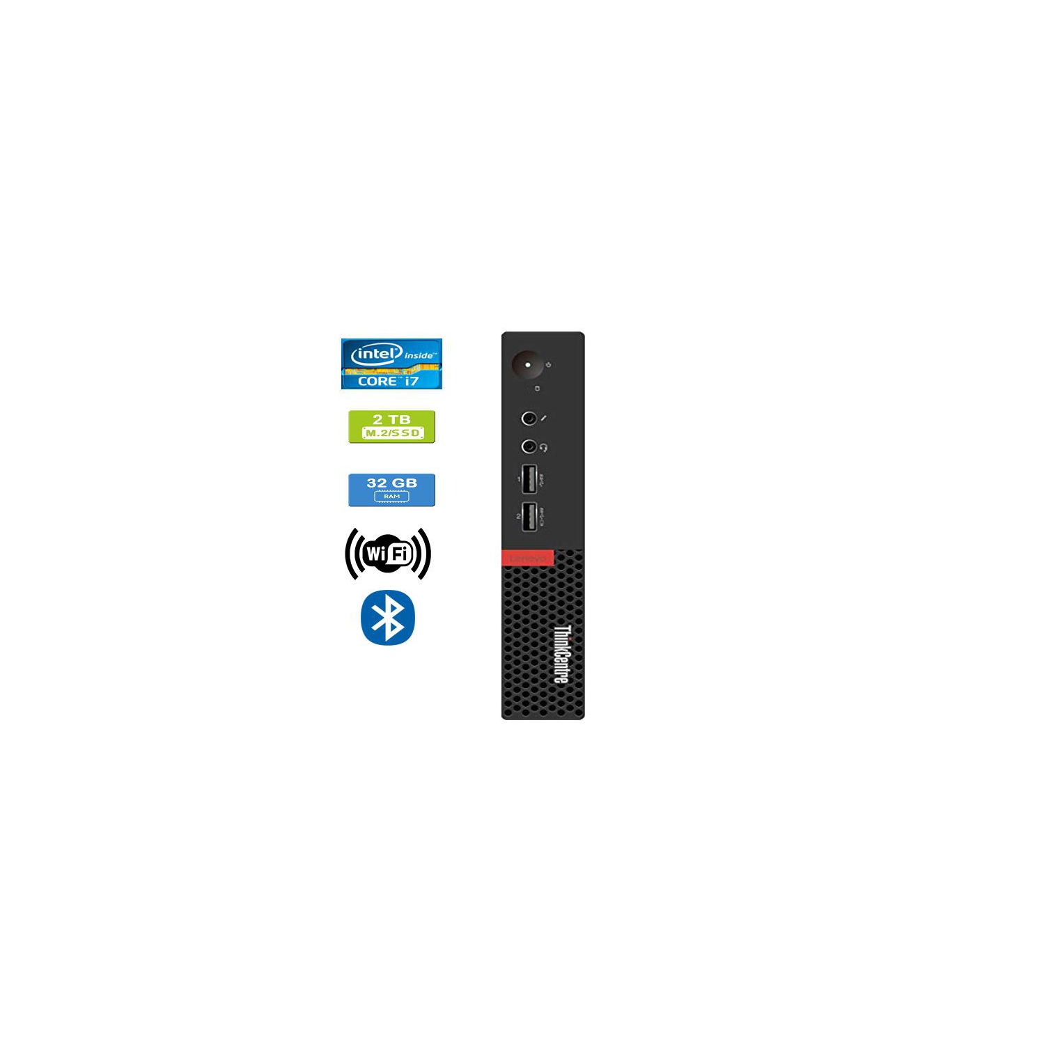 Refurbished - LENOVO M910 TINY Intel Core i7-6700T 2.80 GHz, 32GB, M.2/2TB SSD, Win 10 Pro