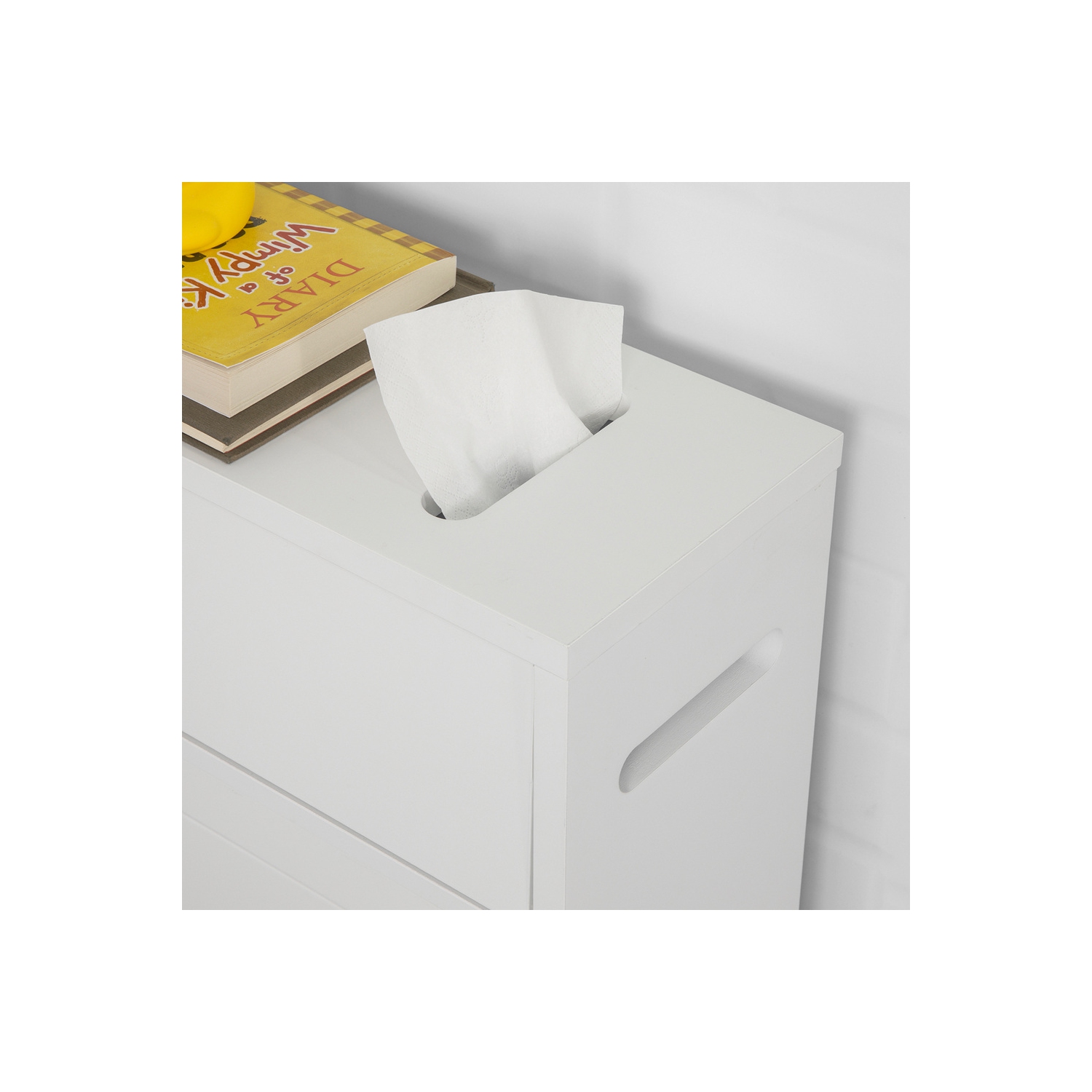 Meuble de Rangement Salle de Bain Armoire de Côté Rangement Polyvalente Meuble WC pour Papier Toilette，SoBuy BZR31-W