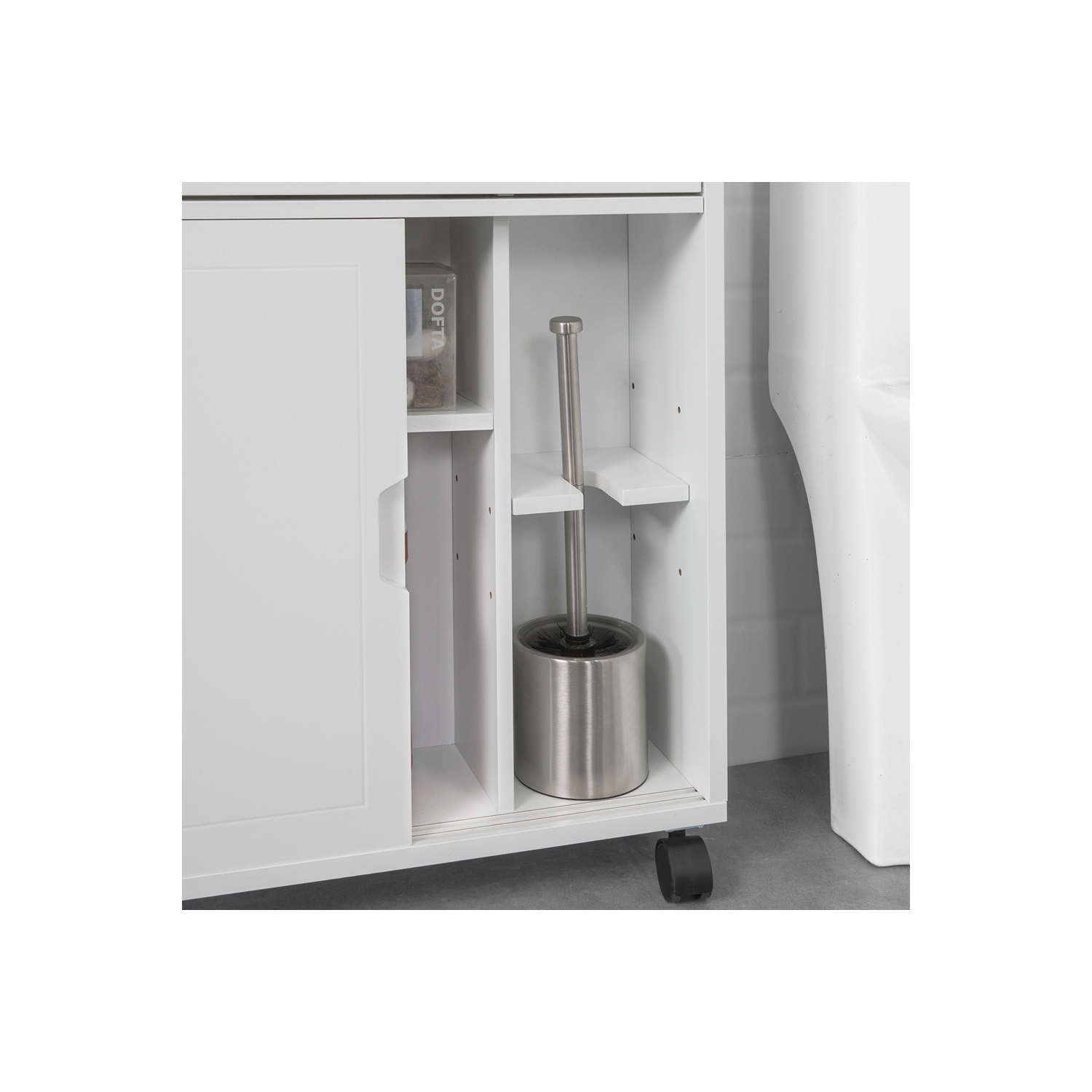 Meuble de Rangement Salle de Bain Armoire de Côté Rangement Polyvalente Meuble WC pour Papier Toilette，SoBuy BZR31-W