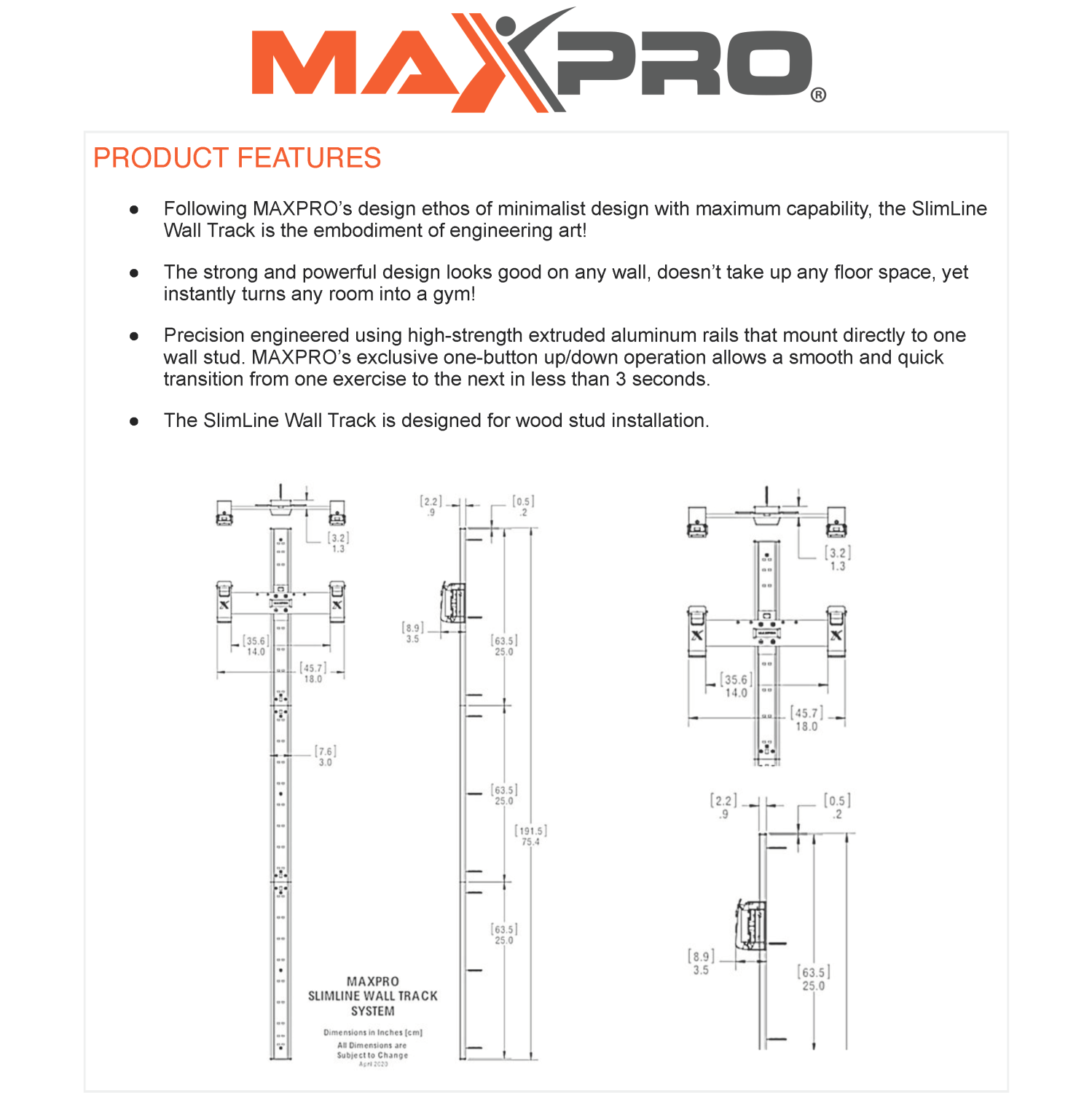 MAXPRO Wall Track System for MAXPRO Fitness Machine - Exercise, Build, Burn & Tone. Strength, HIIT, Plyo