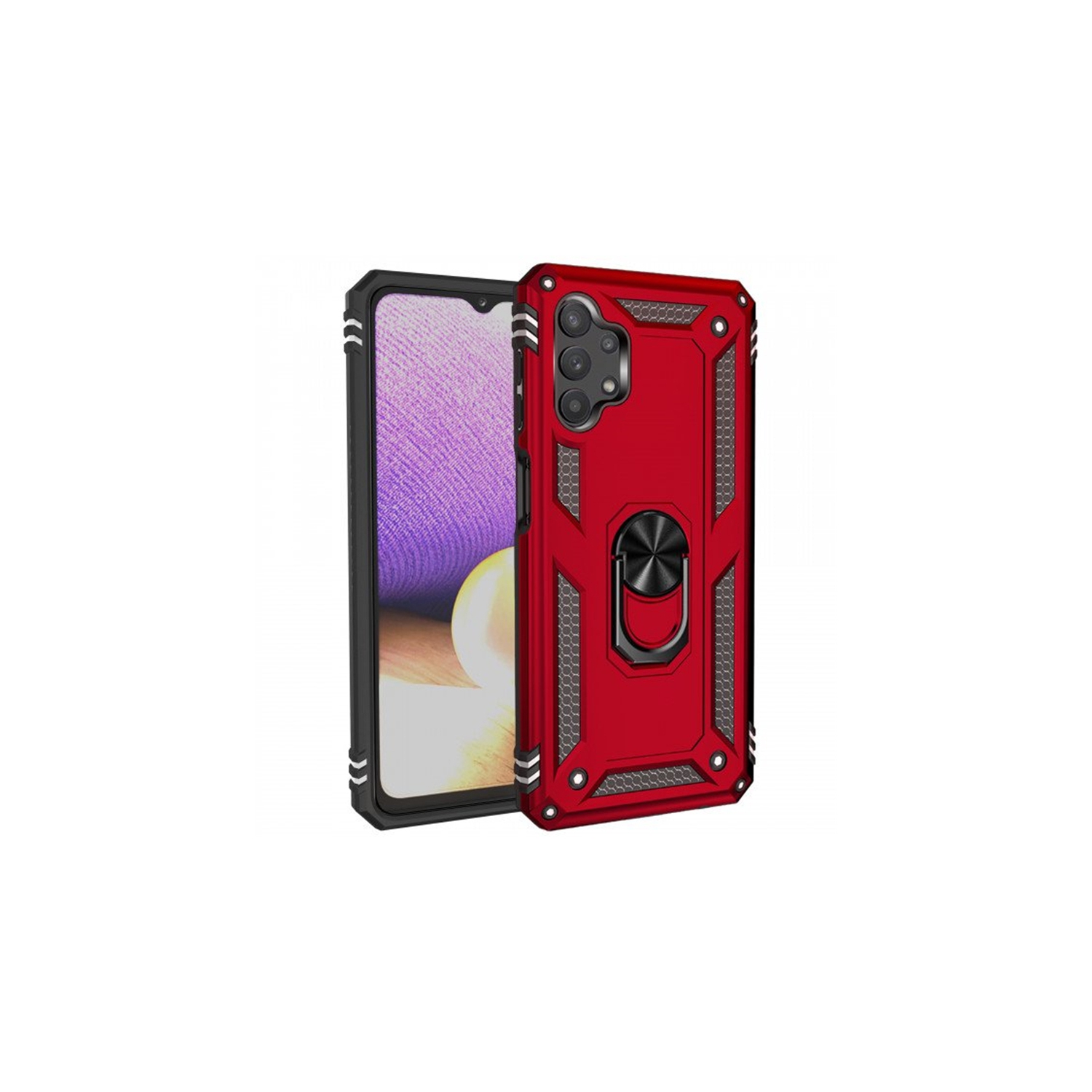 【CSmart】 Anti-Drop Hybrid Magnetic Hard Armor Case with Ring Holder for Samsung Galaxy A32 5G, Red