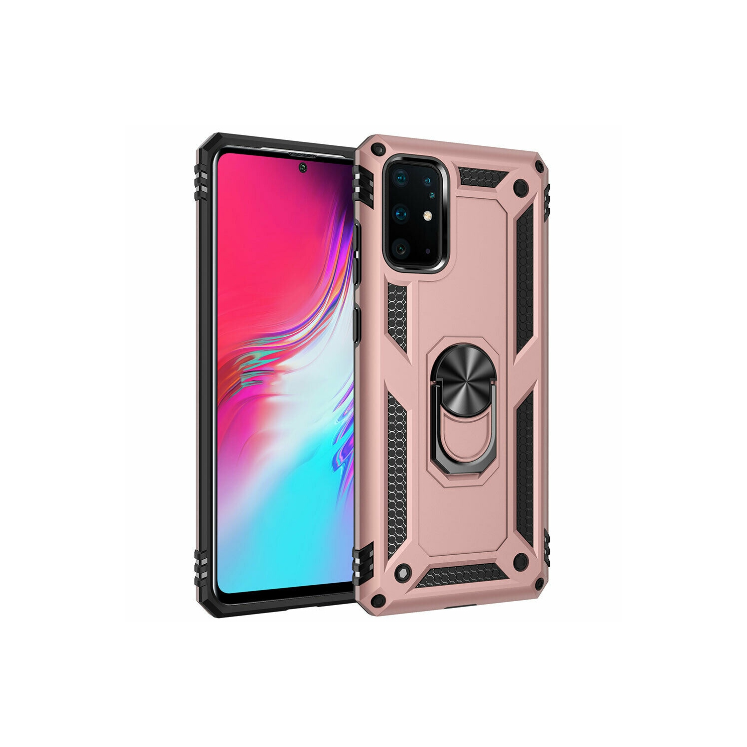 【CSmart】 Anti-Drop Hybrid Magnetic Hard Armor Case with Ring Holder for Samsung Galaxy A52 5G, Rose Gold