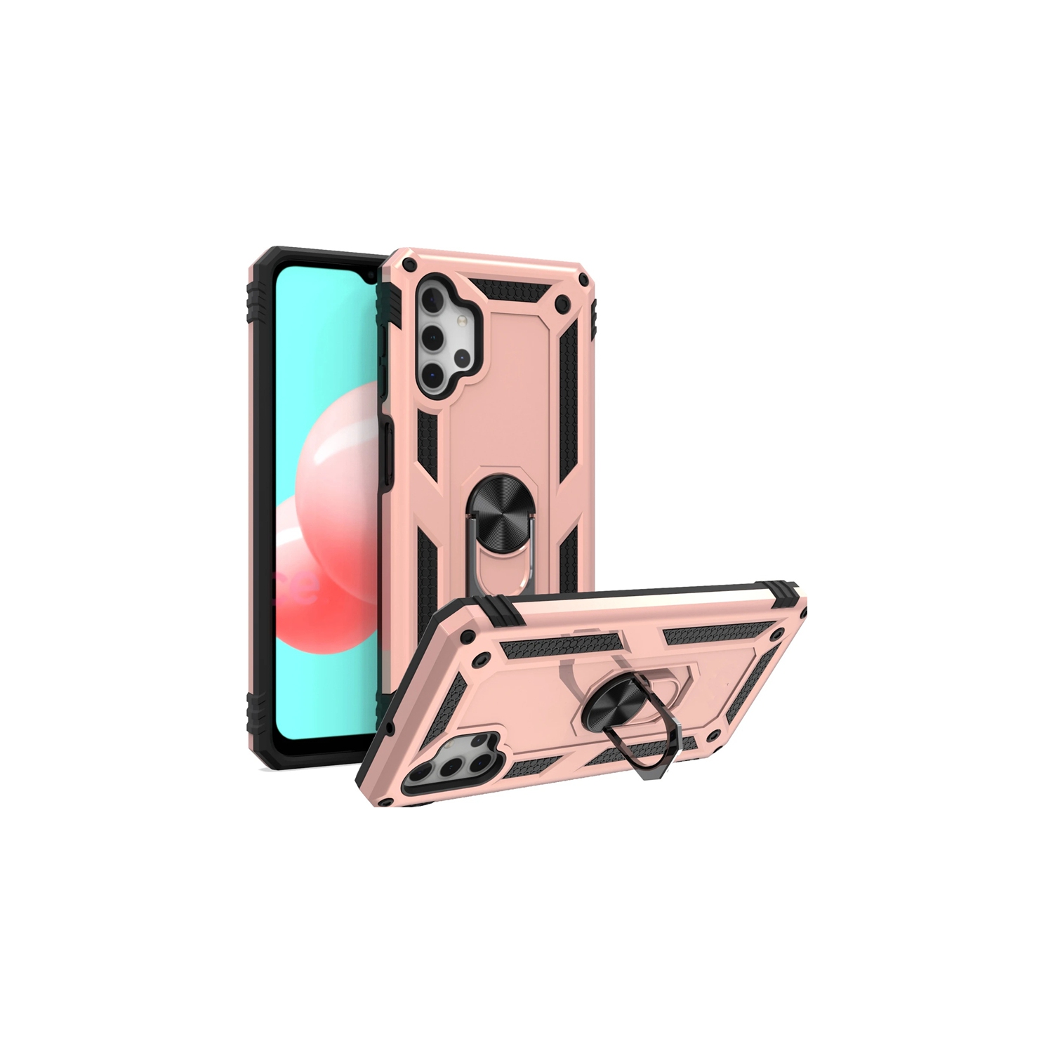 【CSmart】 Anti-Drop Hybrid Magnetic Hard Armor Case with Ring Holder for Samsung Galaxy A32 5G, Rose Gold