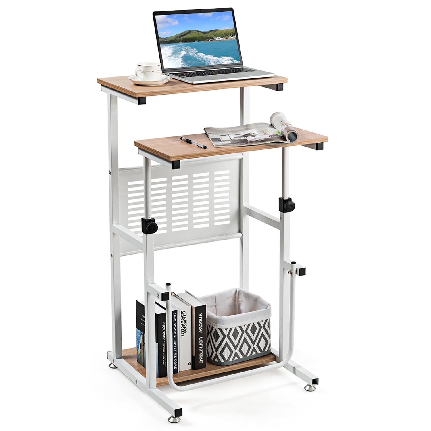 Costway Stand Up Desk Height Adjustable Sit Stand Computer Workstation Standing Desk