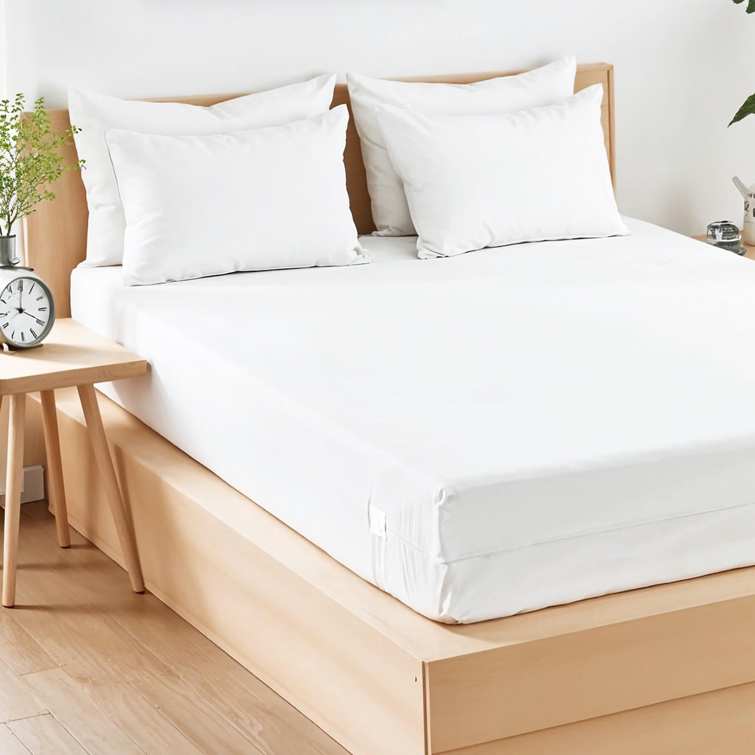 Canadian Linen Zippered Knitted Mattress Protector Queen XL 60"x80"x14"Fitted Stretchable Waterproof Bed Protection Noiseless 17"Pocket Mattress Cover