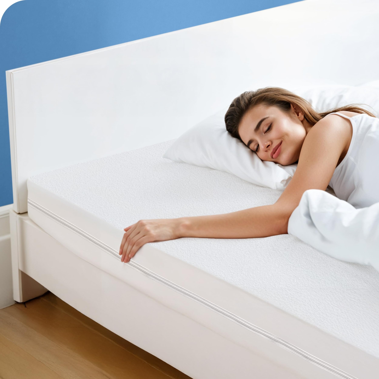 Housse de matelas en coton éponge doux en lin canadien TG TG TG 78 x 80 x 14&nbsp;po Enveloppe 100 % étanche à fermeture à glissière Housse de