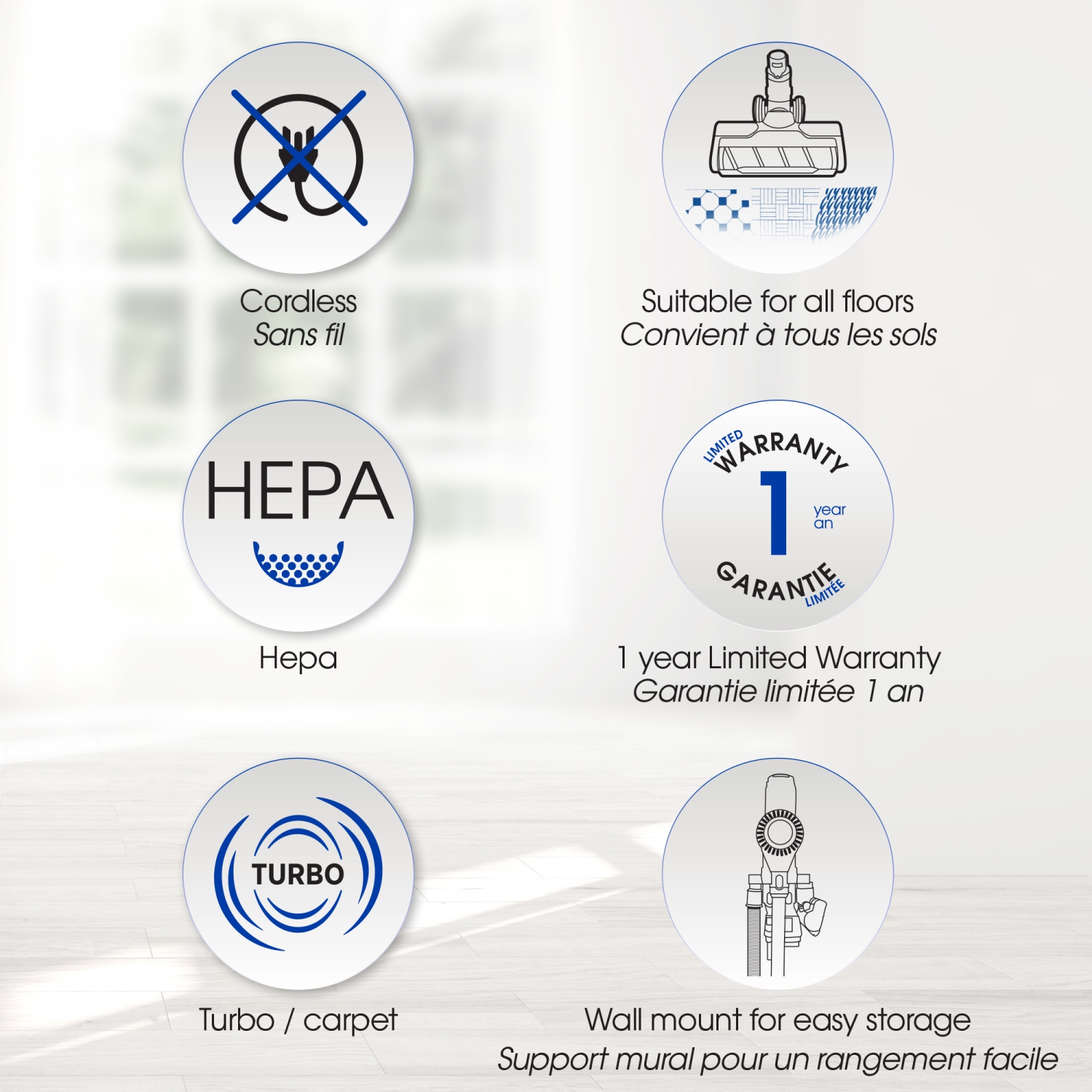 Airstream Stick Vac+ Aspirateur-balai, ultra léger et sans fil - Ultra-puissant - 7 Accessoires - Brosse motorisée - Filtre HEPA - Moteur à induction