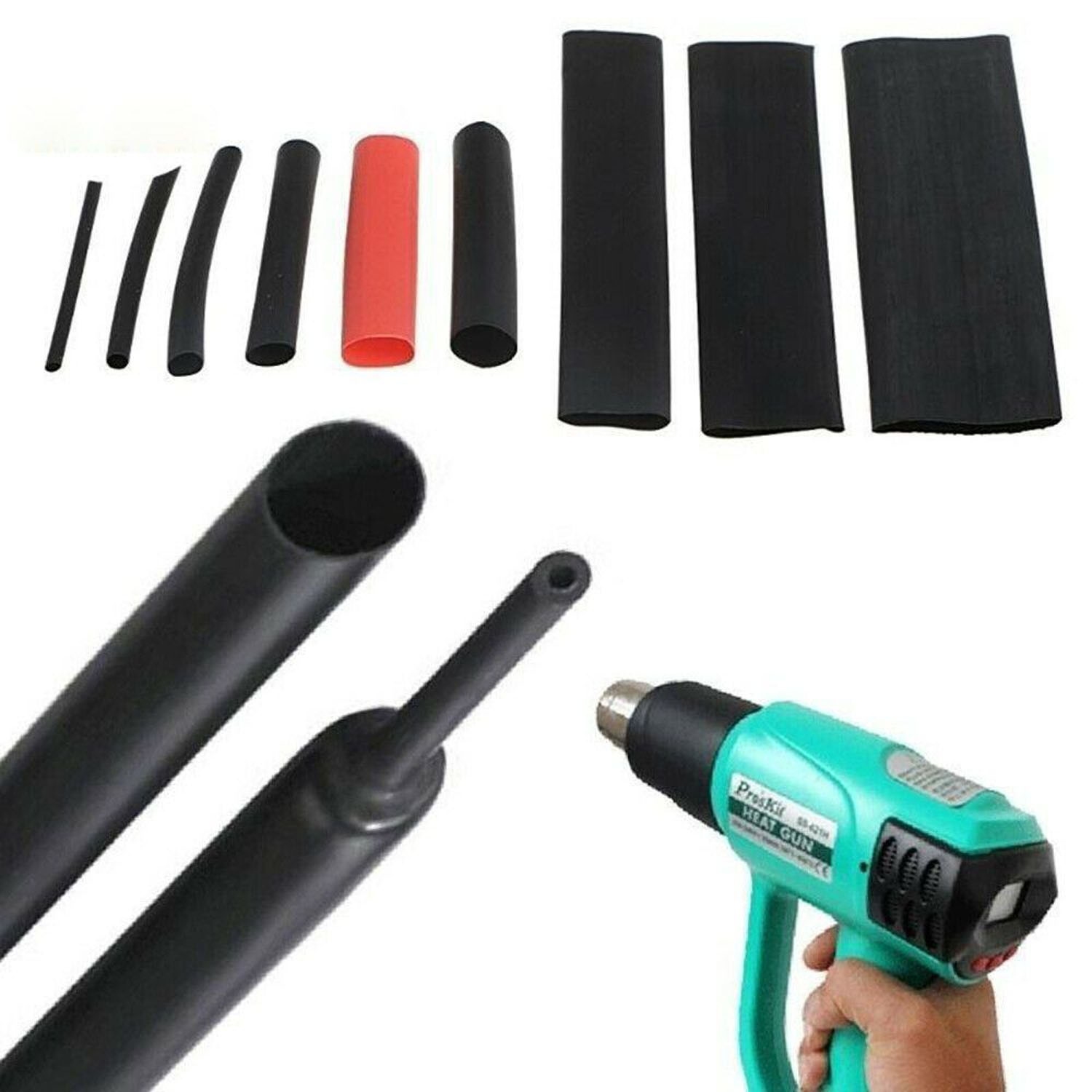 164pcs Polyolefin 2:1 Heat Shrink Tubing Tube Sleeving Wrap Wire Kit Cable