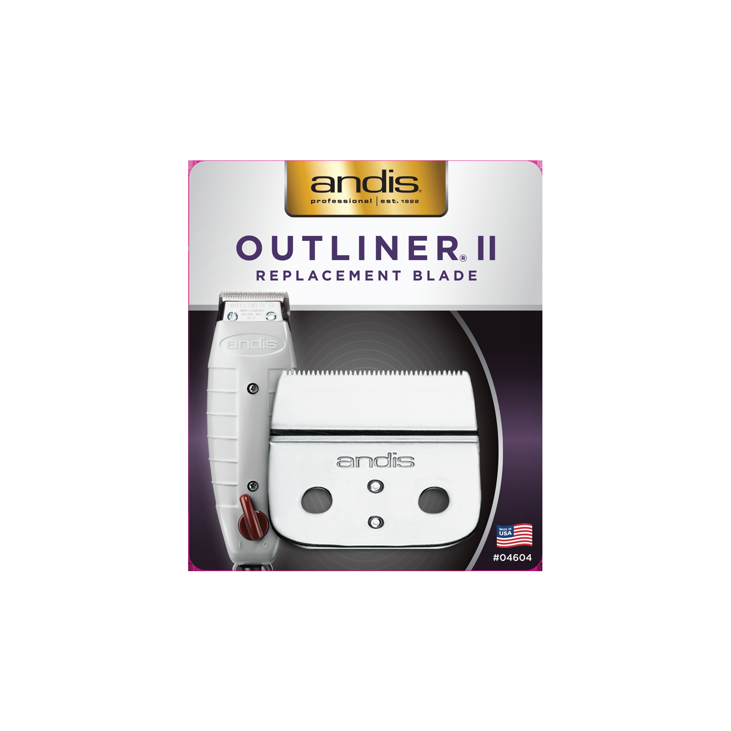 Andis Professional Outliner II Replacement Blade #AN04604 - Close-cutting Square Blade - Fits Outliner II Trimmer