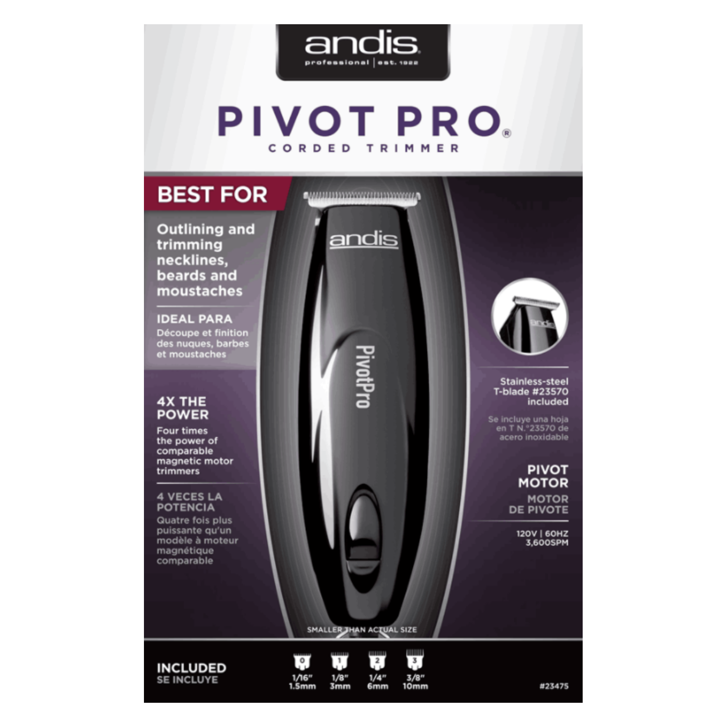 Andis Professional PivotPro T-blade Trimmer, Black #23475