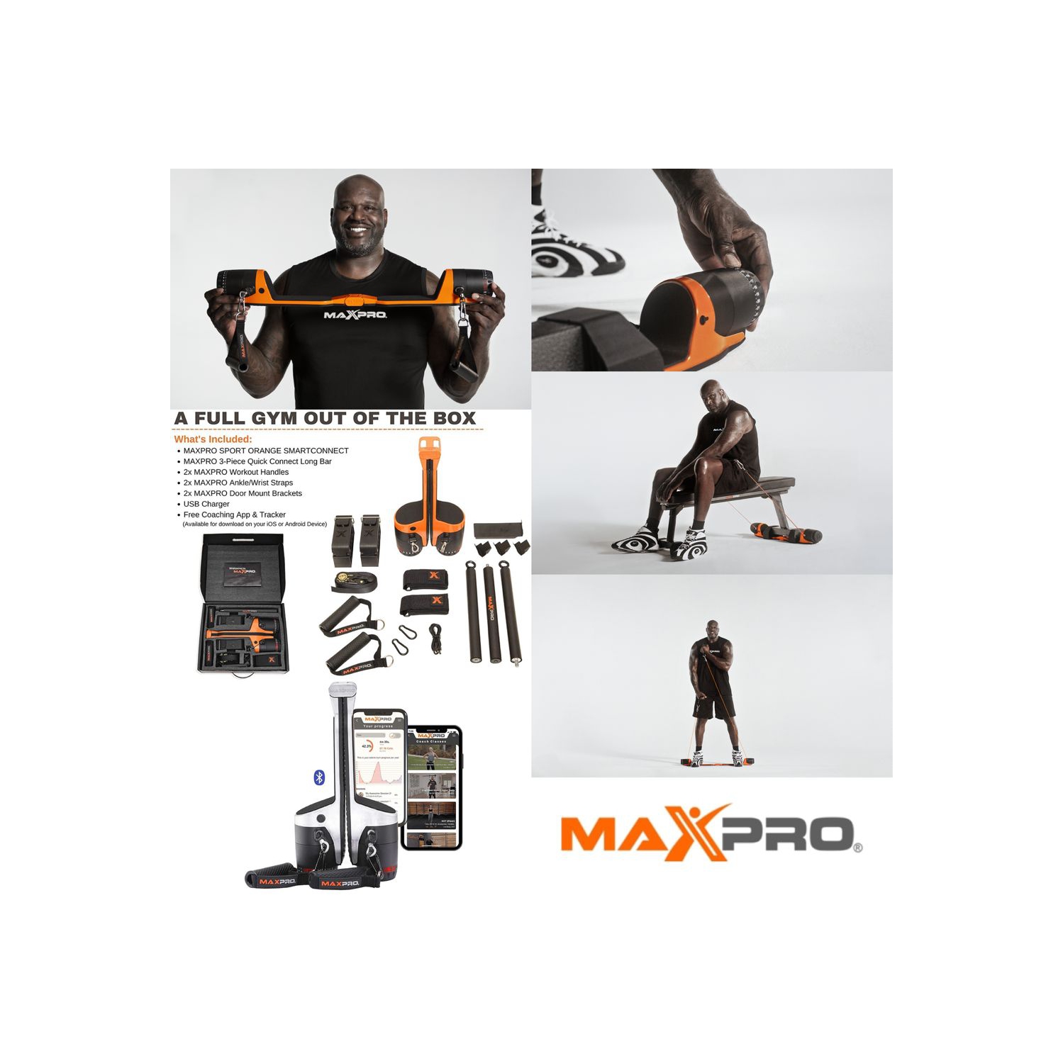 Gymnase à domicile intelligent avec câble portatif MAXPRO - appareil d'exercice polyvalent avec Bluetooth | Burn, Tone et Build Strength, HIIT, Plyo
