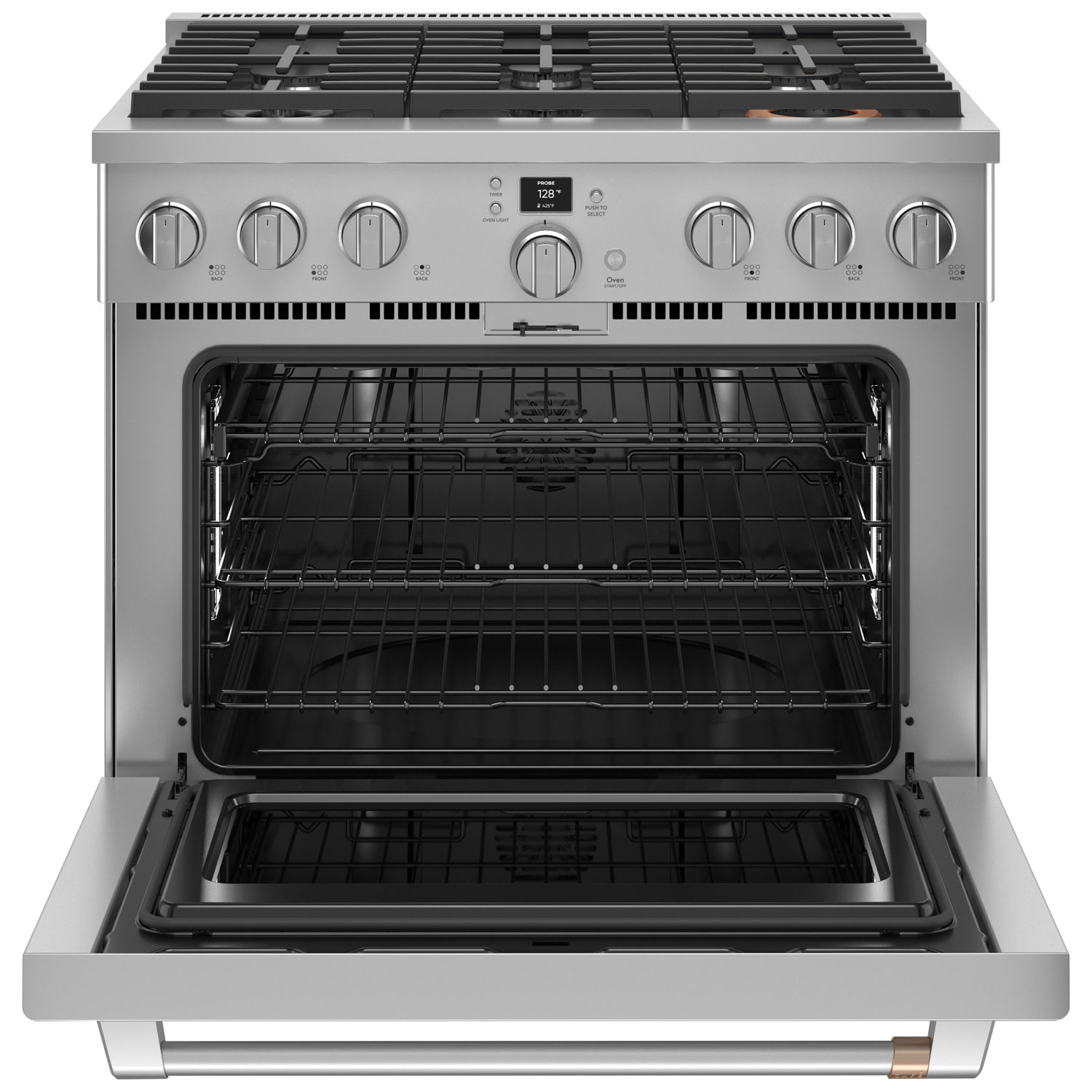 Café 36" 5.7 Cu. Ft. True Convection Freestanding Duel Fuel Air Fry Range - Stainless