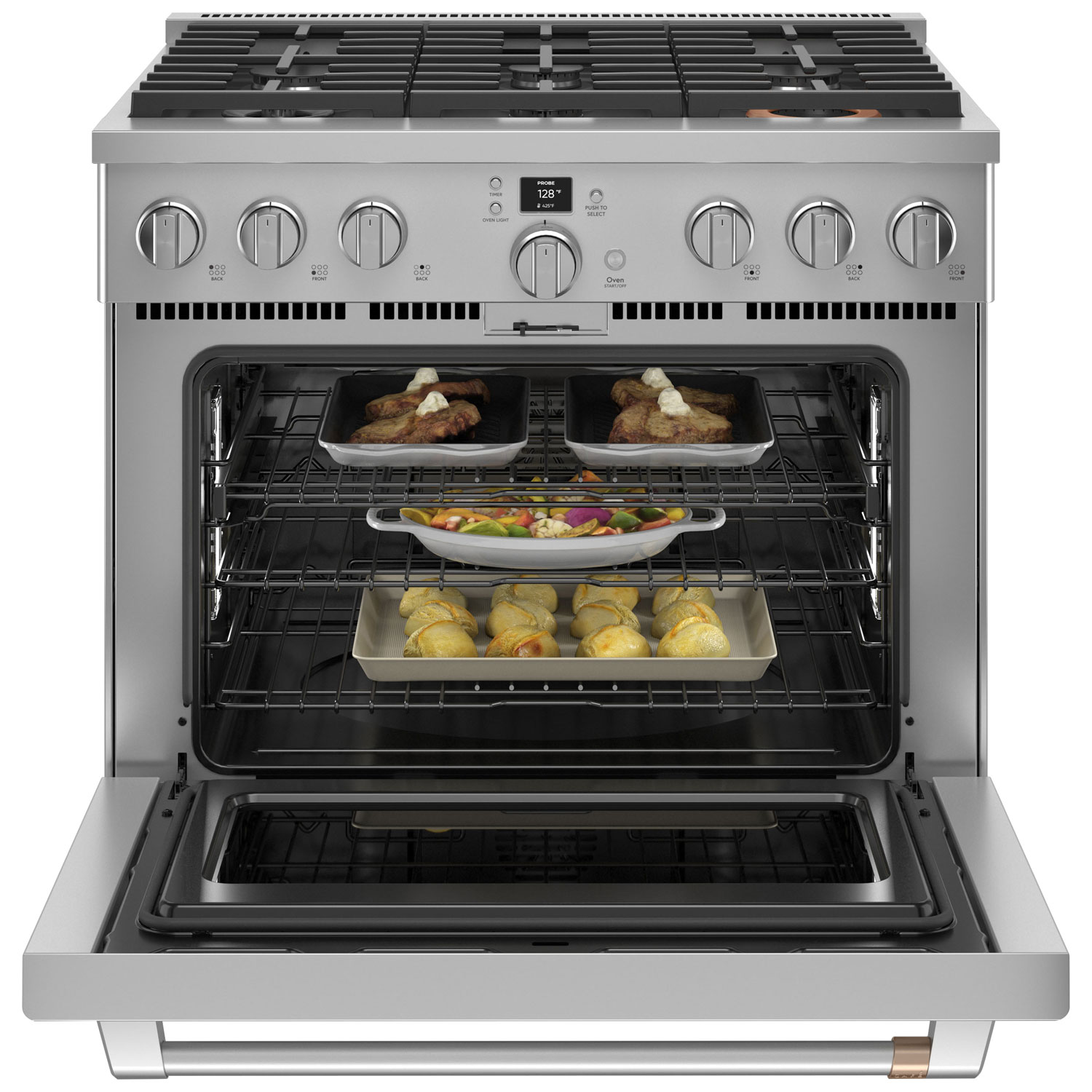 Café 36" 5.7 Cu. Ft. True Convection Freestanding Duel Fuel Air Fry Range - Stainless