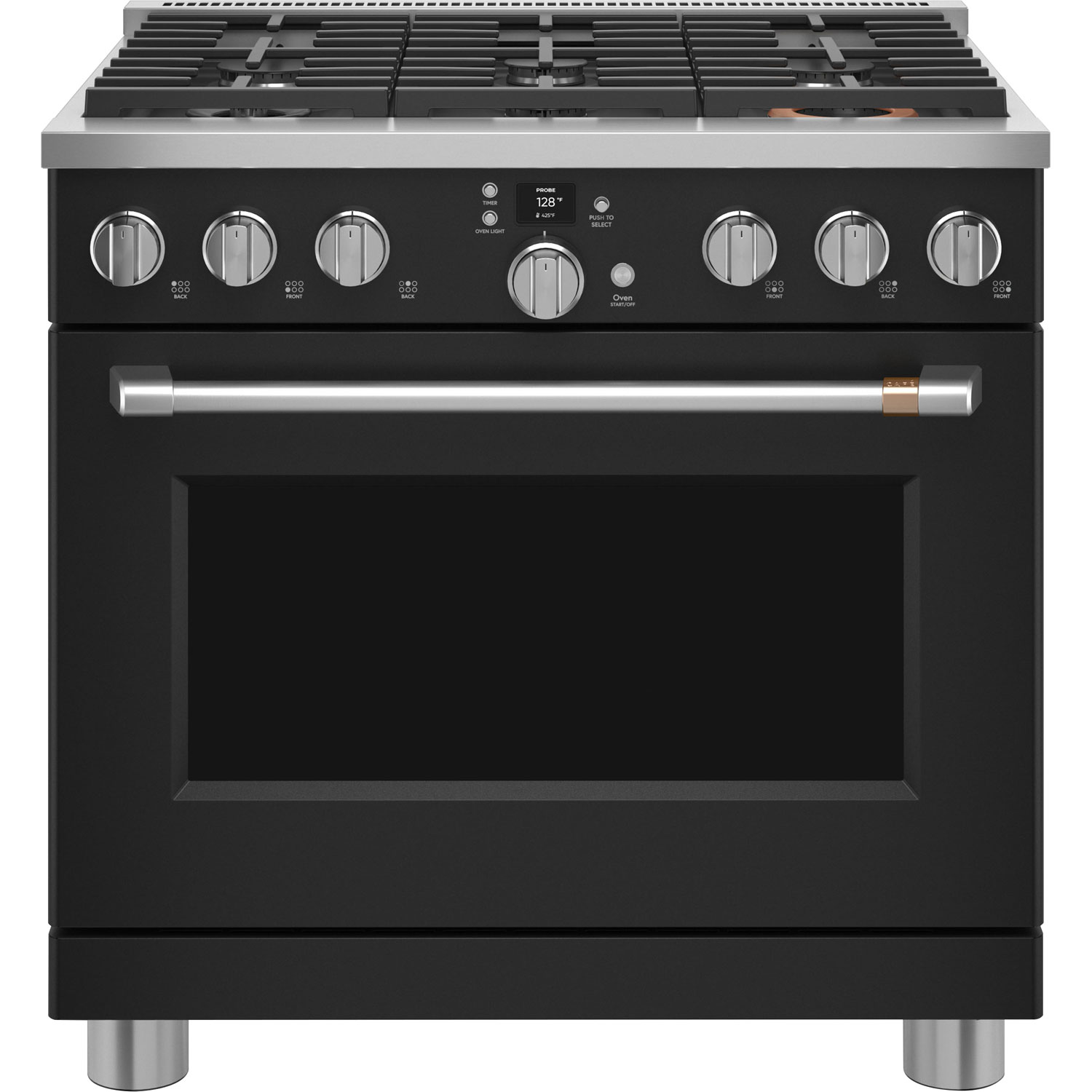 Café 36" 5.7 Cu. Ft. True Convection Freestanding Duel Fuel Air Fry Range - Black