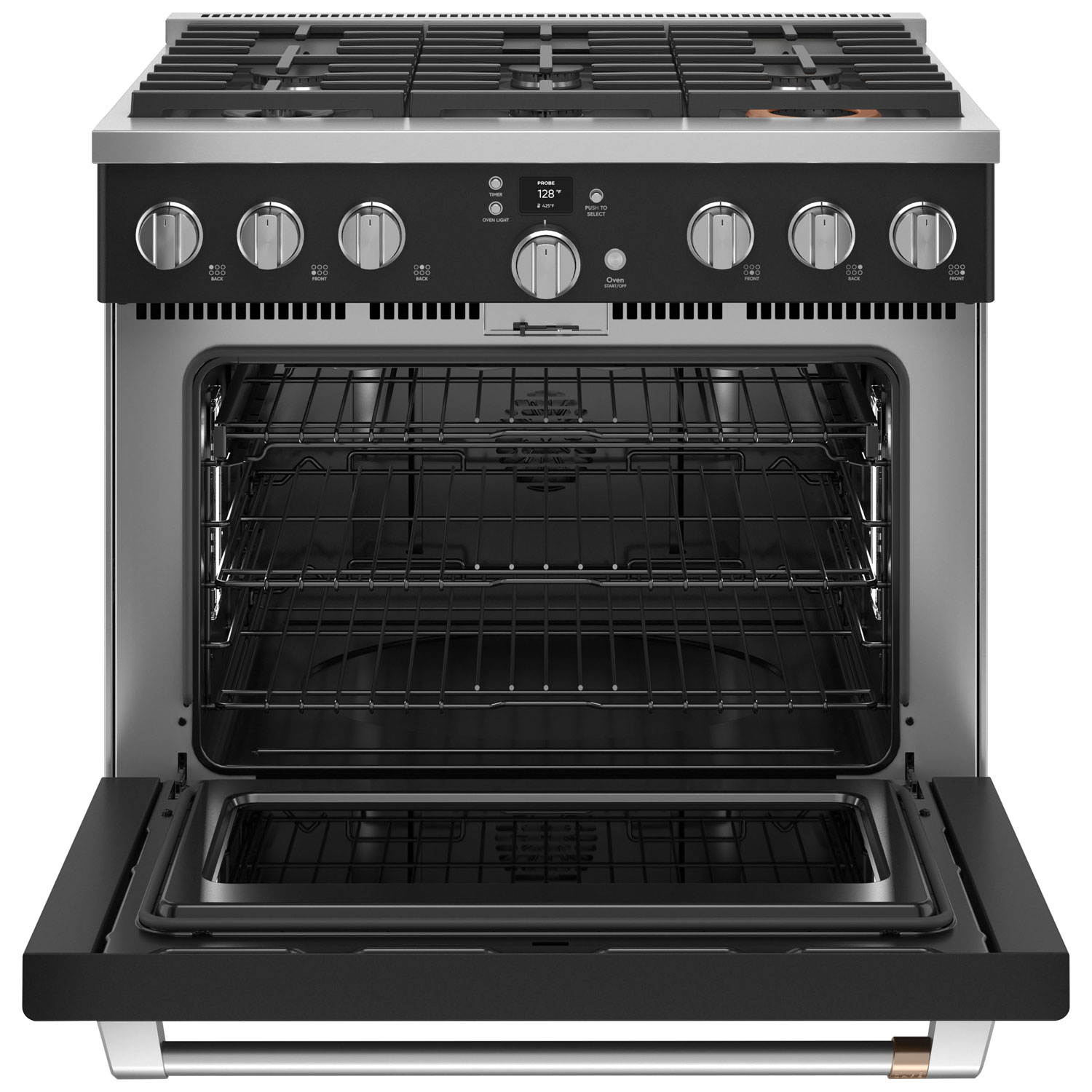 Café 36" 5.7 Cu. Ft. True Convection Freestanding Duel Fuel Air Fry Range - Black
