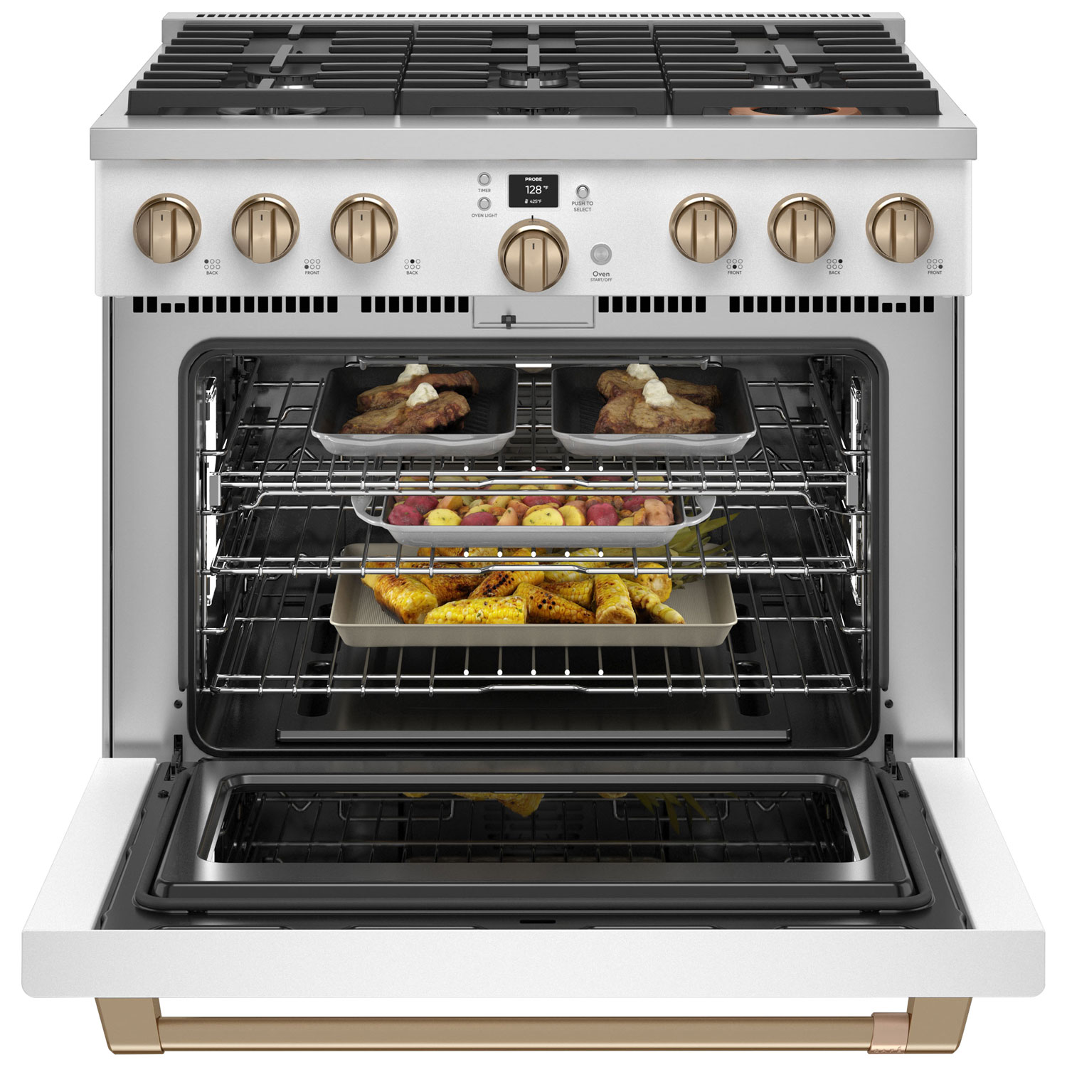 Café 36" 6.2 Cu. Ft. Fan Convection Freestanding Gas Range - Matte White