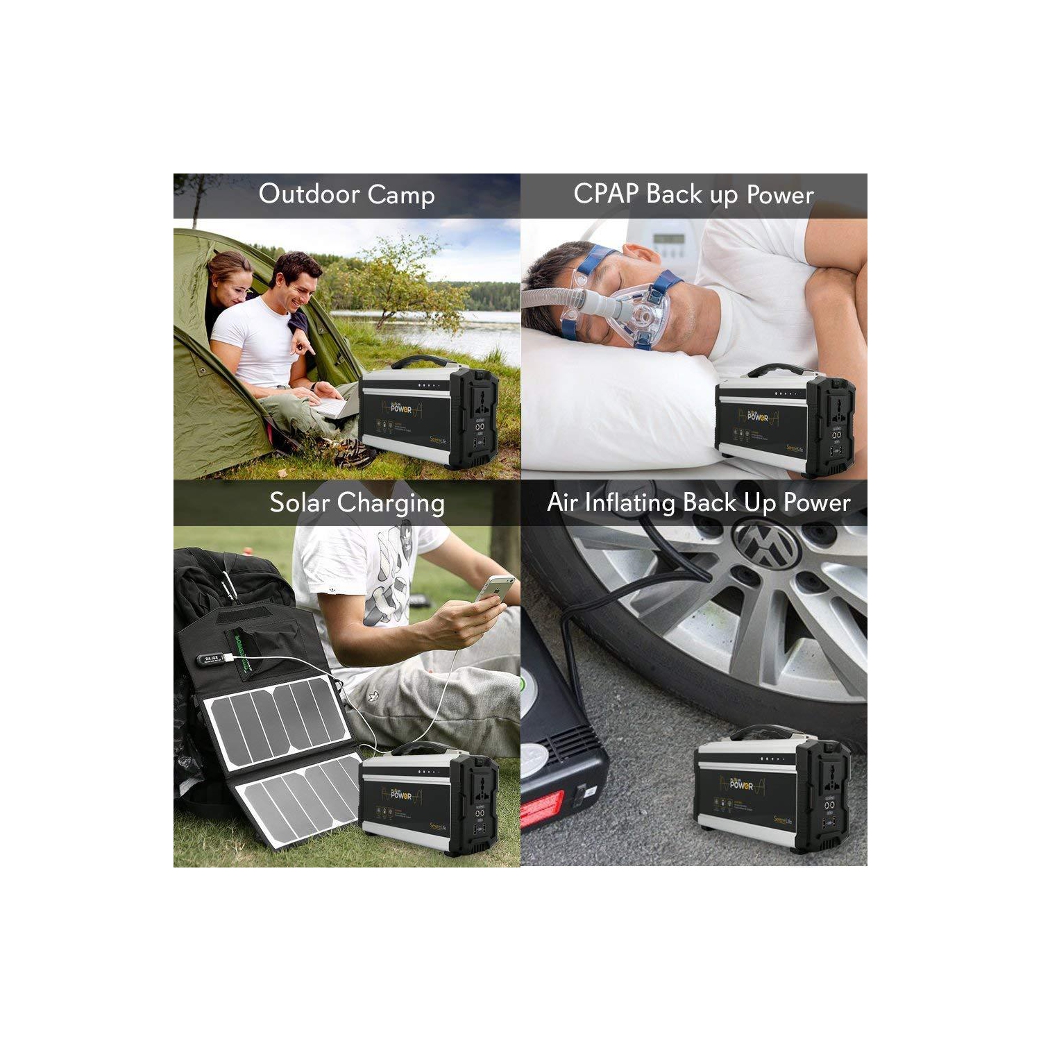 Générateur d'énergie compact et portable SereneLife, batterie rechargeable, 60 000 mAh