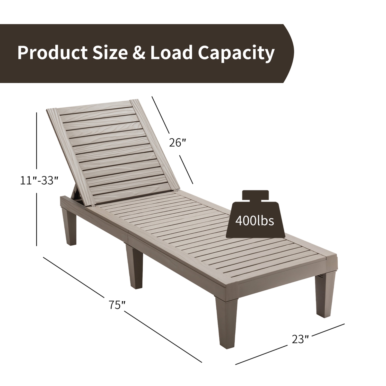 Costway Patio Lounge Chair Chaise Recliner Weather Resistant Adjustable