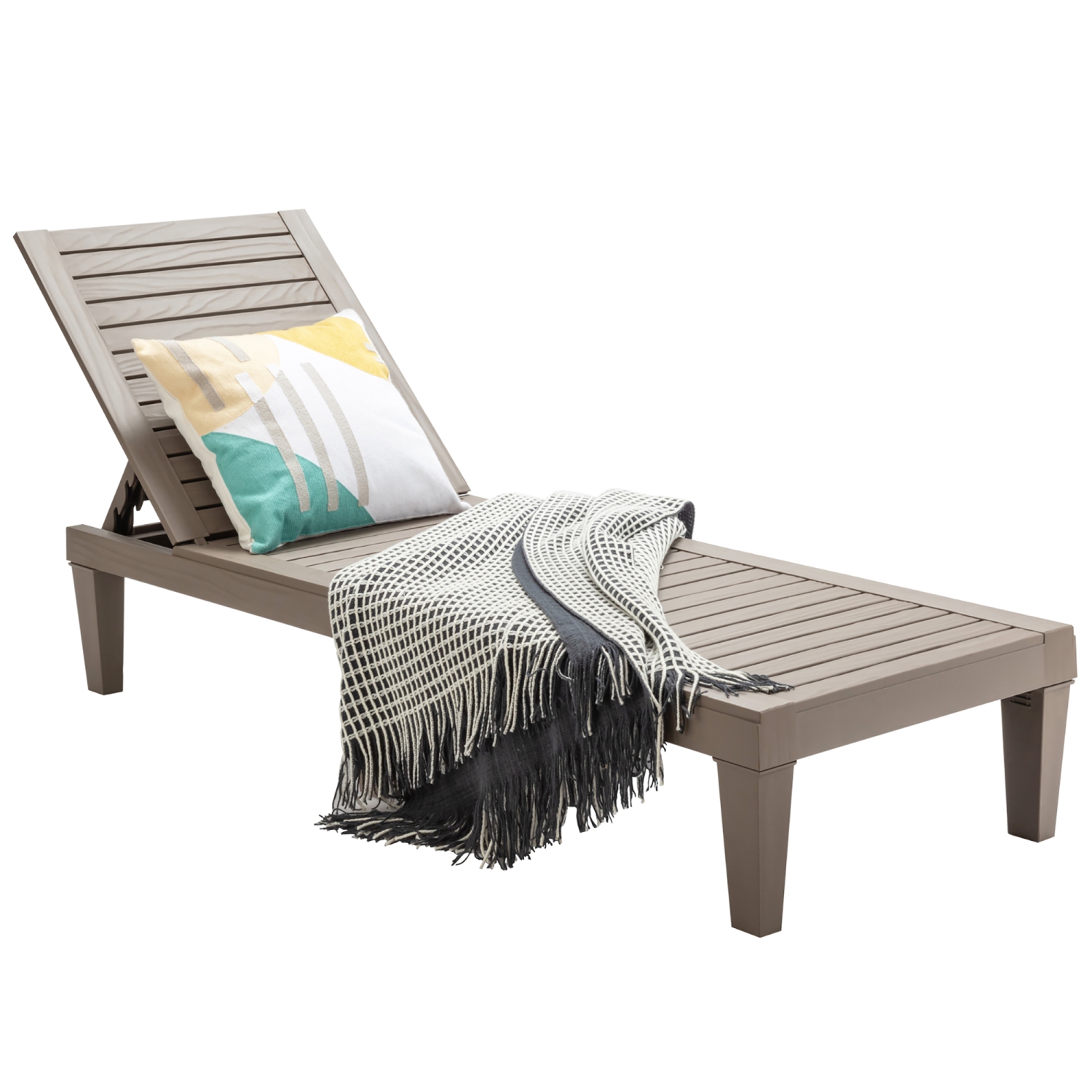 Costway Patio Lounge Chair Chaise Recliner Weather Resistant Adjustable