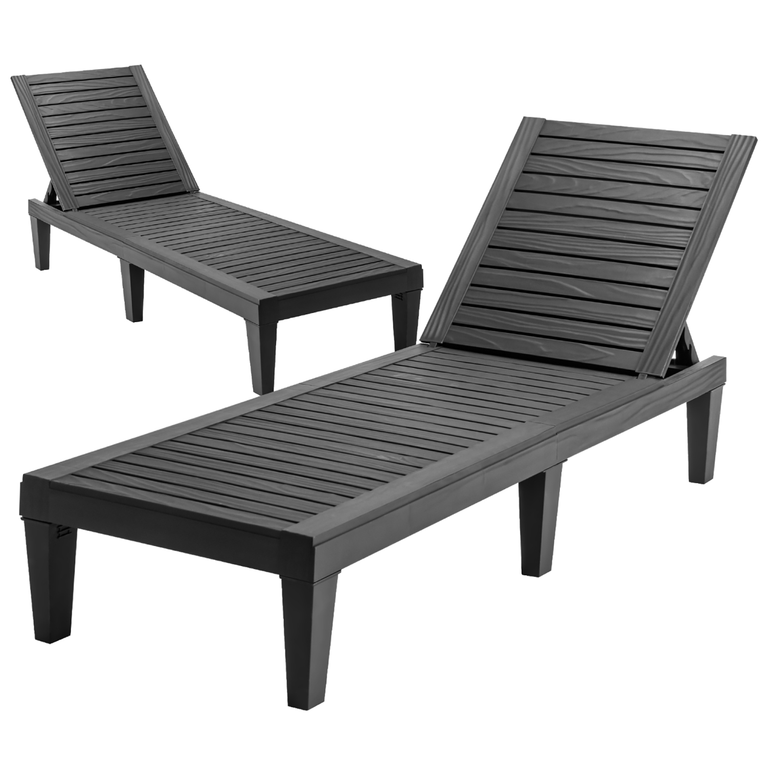 Costway 2 PCS Patio Lounge Chair Chaise Recliner Weather Resistant Adjust
