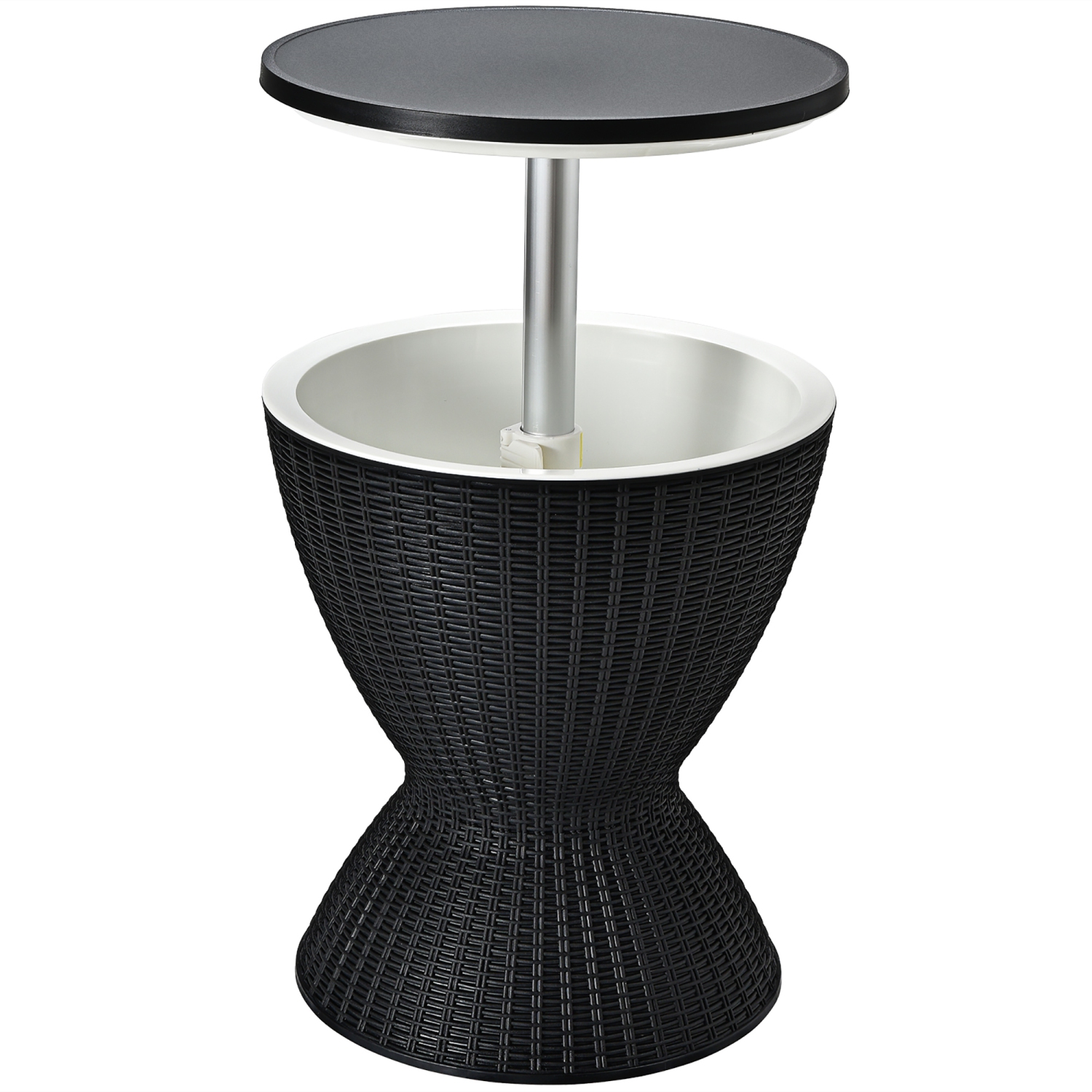 Costway 8 Gallon 3 in 1 Patio Rattan Cooler Bar Table Adjust Ice Bucket