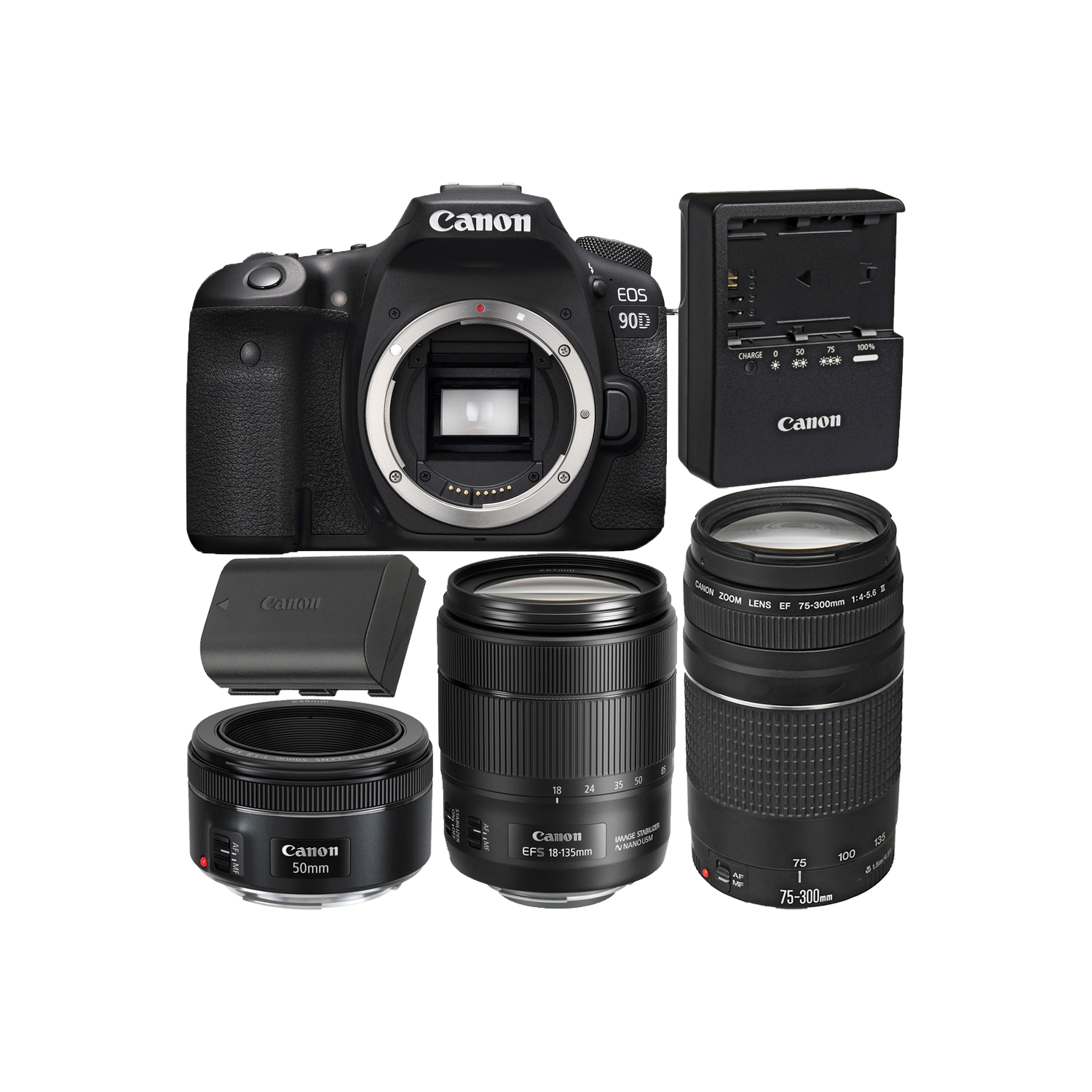 Canon EOS 90D DSLR Camera with 18-135mm f/3.5-5.6 IS USM Lens Bundle 5 - US Version w/ Seller Warranty