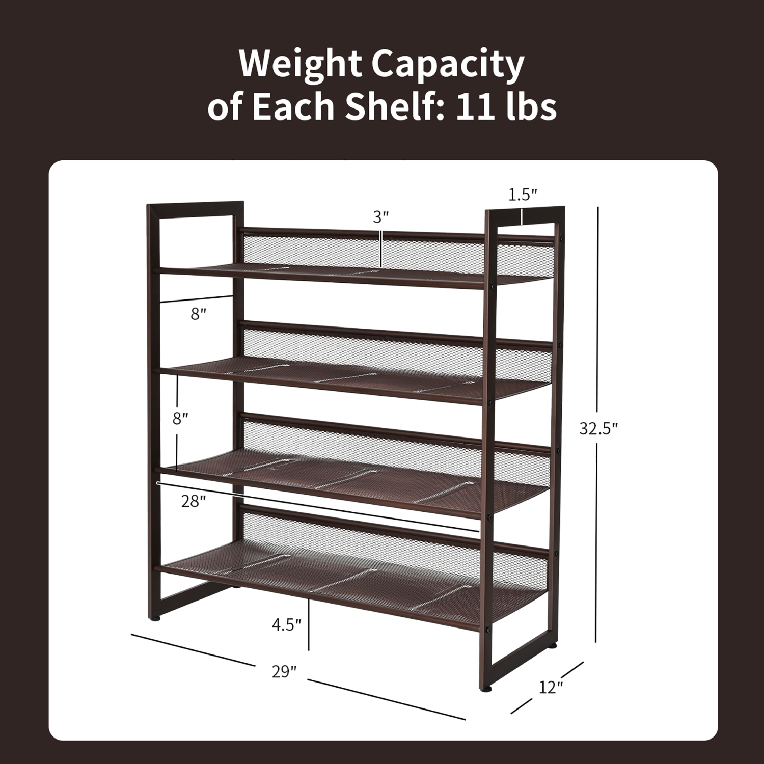 Costway 4-Tier Shoe Rack Adjustable to Flat Slant Shoe Organizer Holder Stand