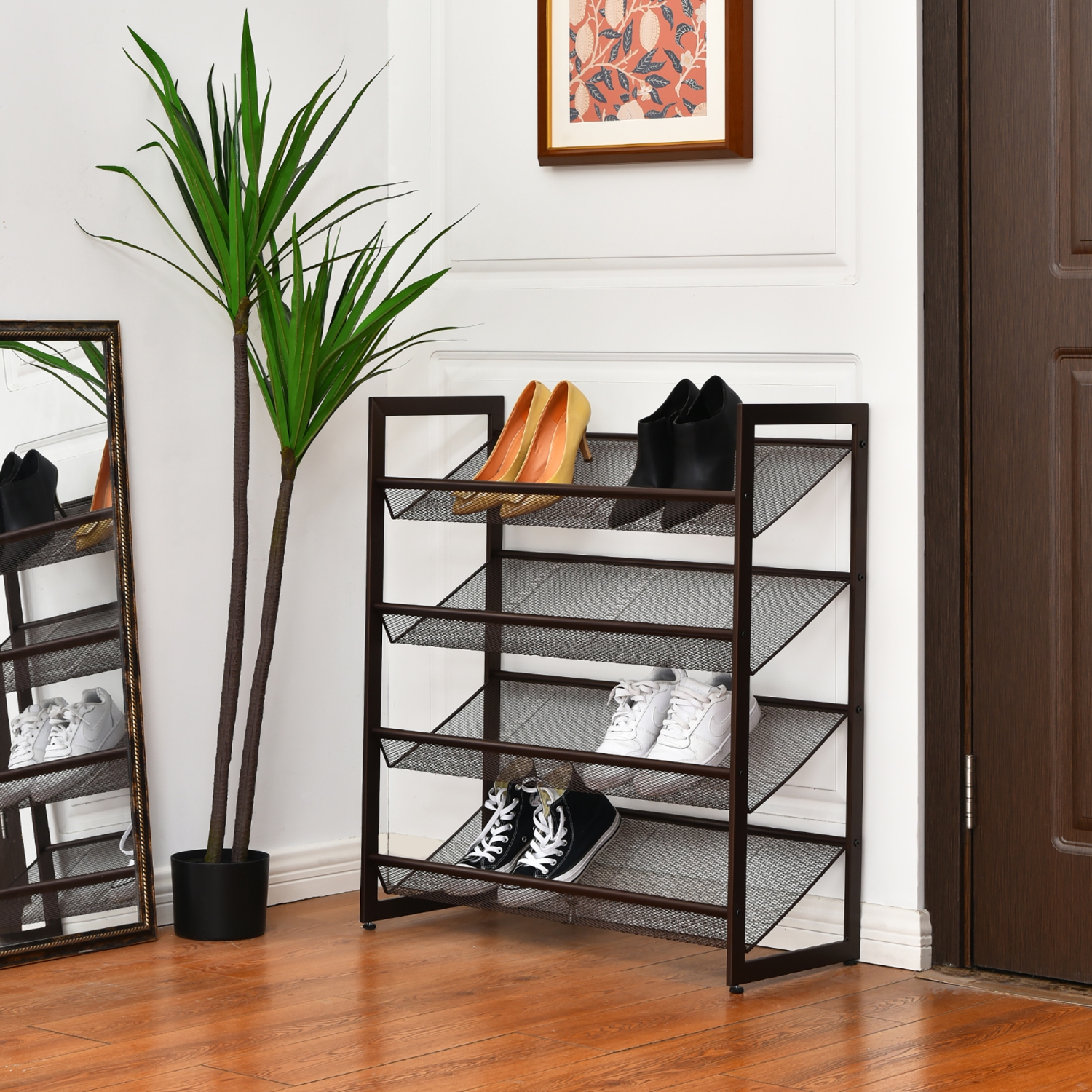 Costway 4-Tier Shoe Rack Adjustable to Flat Slant Shoe Organizer Holder Stand
