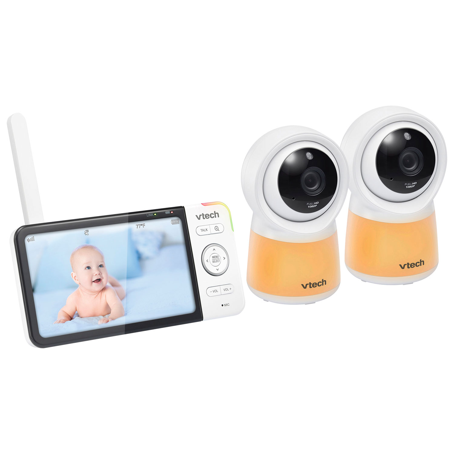 VTech 5" Video Baby Monitor with 2 Cameras, Night Light, Night Vison & Two-Way Audio