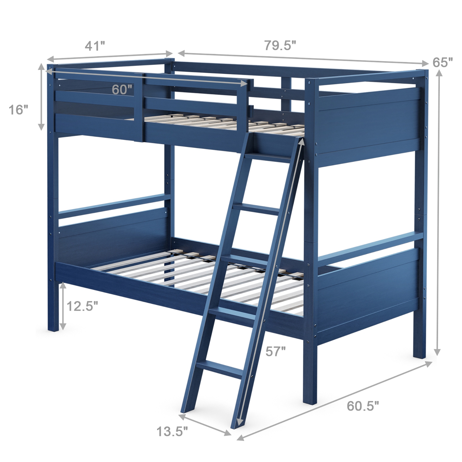 Costway Twin Over Twin Bunk Bed Convertible 2 Individual Beds Wooden